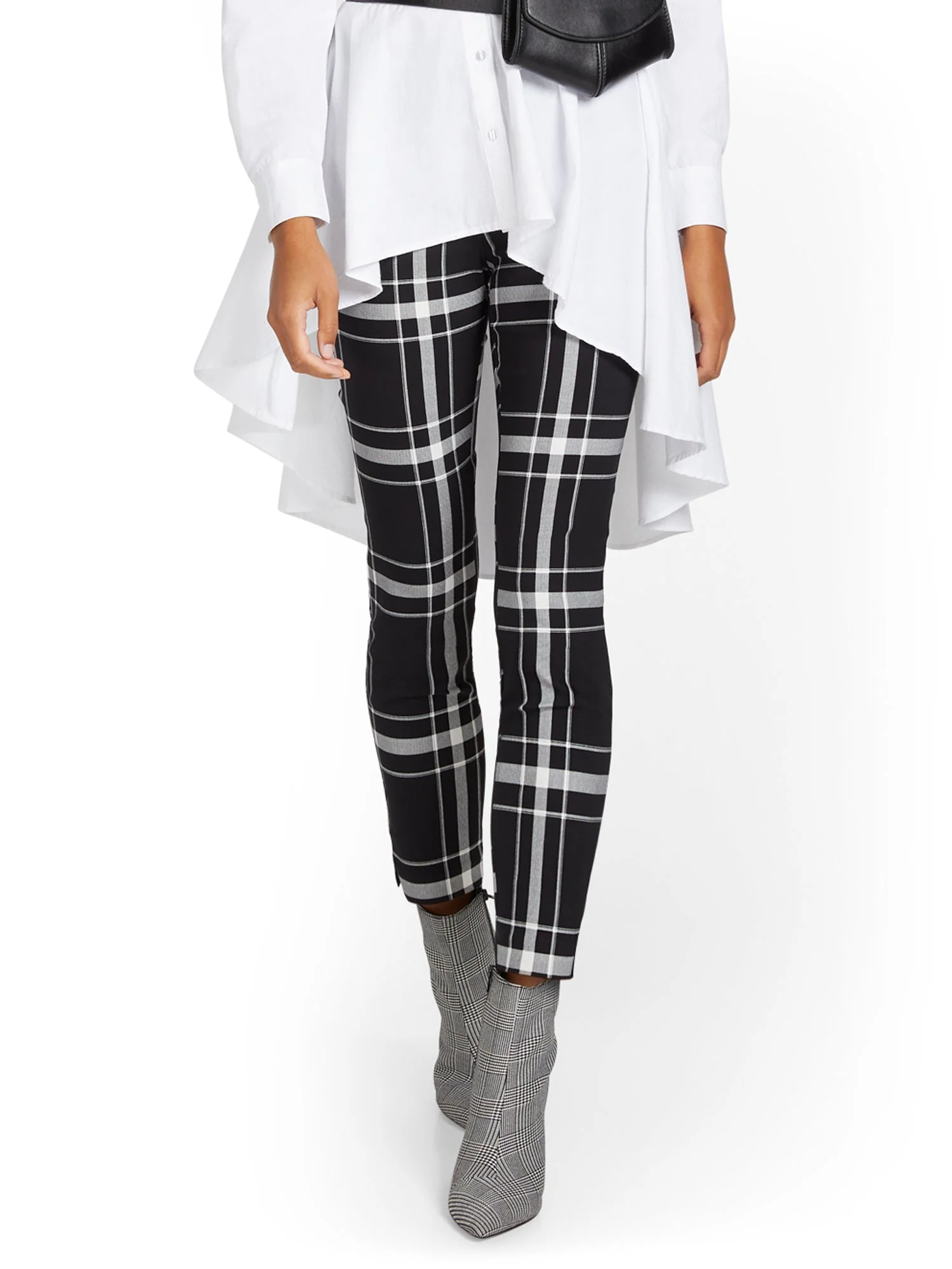 Tall Whitney High-Waisted Pull-On Slim-Leg Ankle Pant - Plaid
