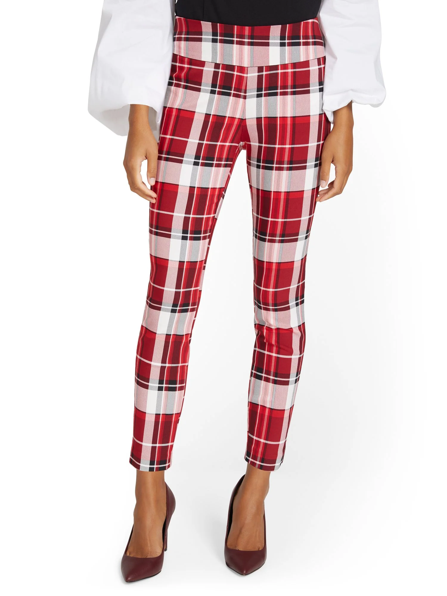 Tall Whitney High-Waisted Pull-On Slim-Leg Ankle Pant - Plaid - Image 10