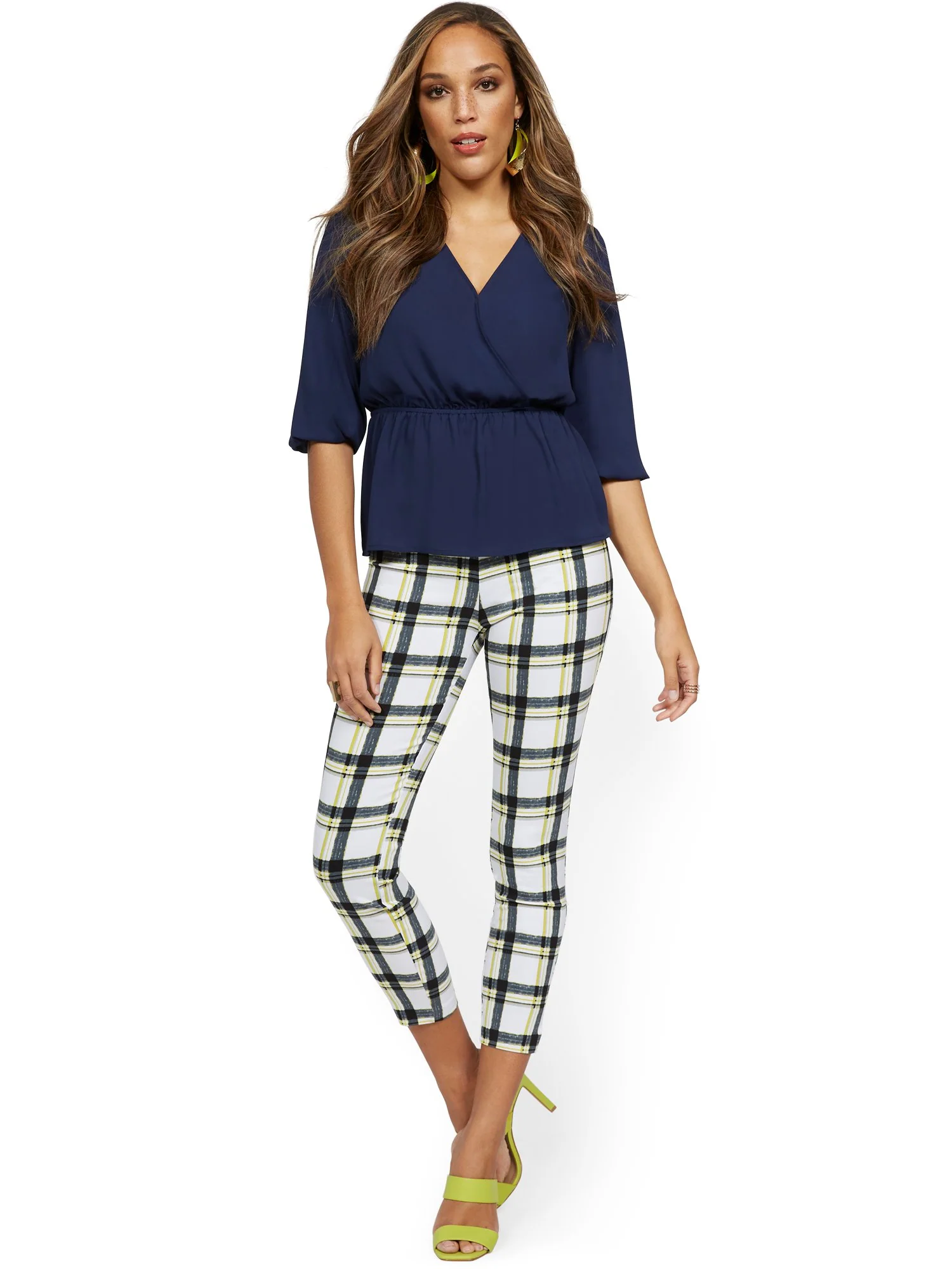 Tall Whitney High-Waisted Pull-On Slim-Leg Ankle Pant - Plaid - Image 3