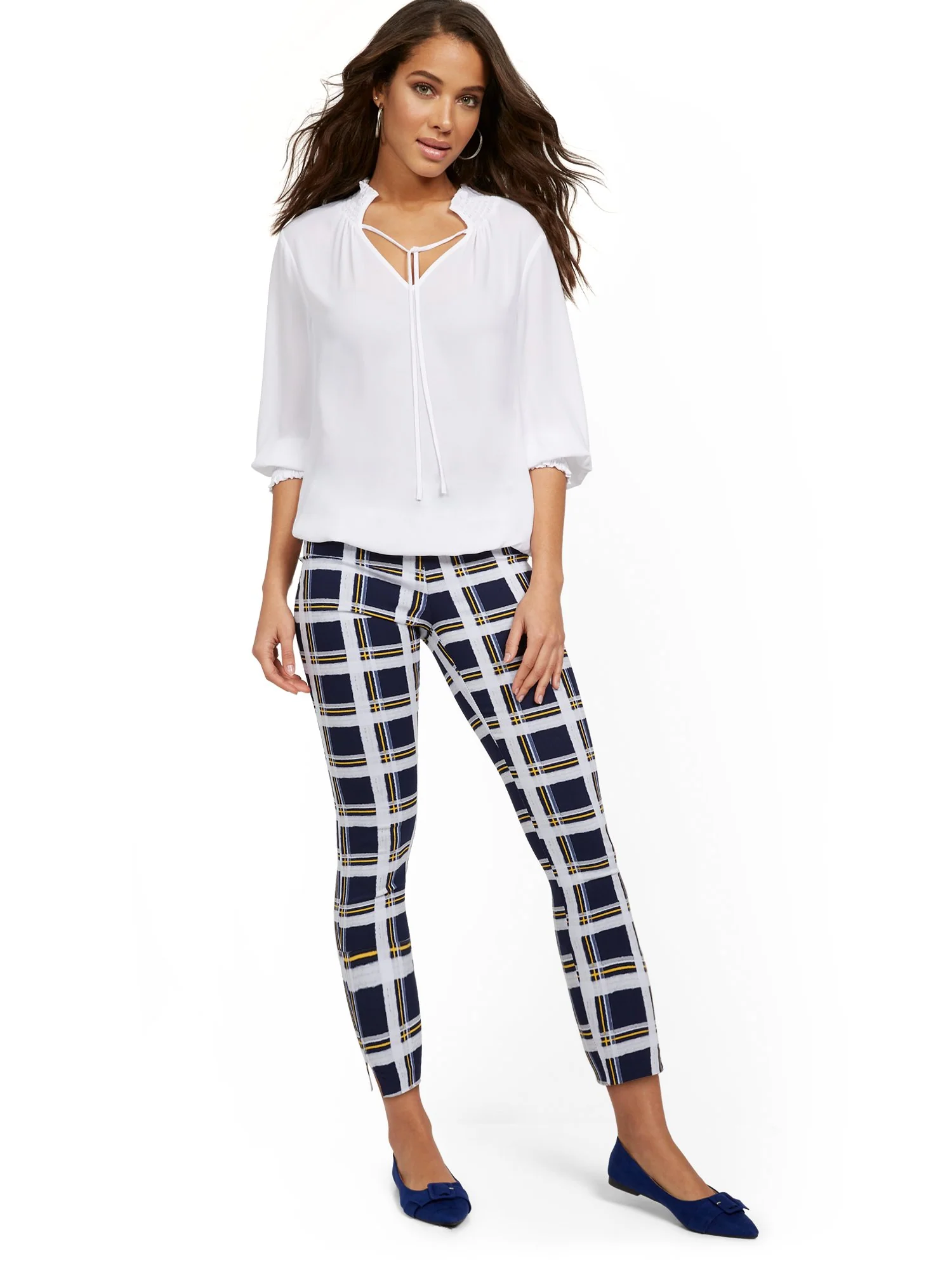 Tall Whitney High-Waisted Pull-On Slim-Leg Ankle Pant - Plaid - Image 7