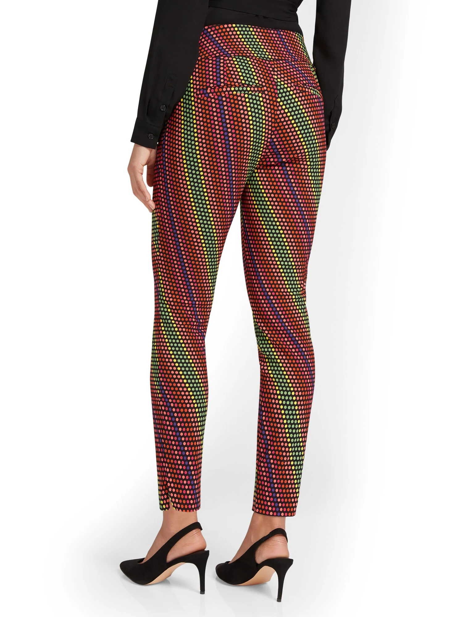 Tall Whitney High-Waisted Pull-On Slim-Leg Ankle Pant - Polka-Dot Print - Image 3
