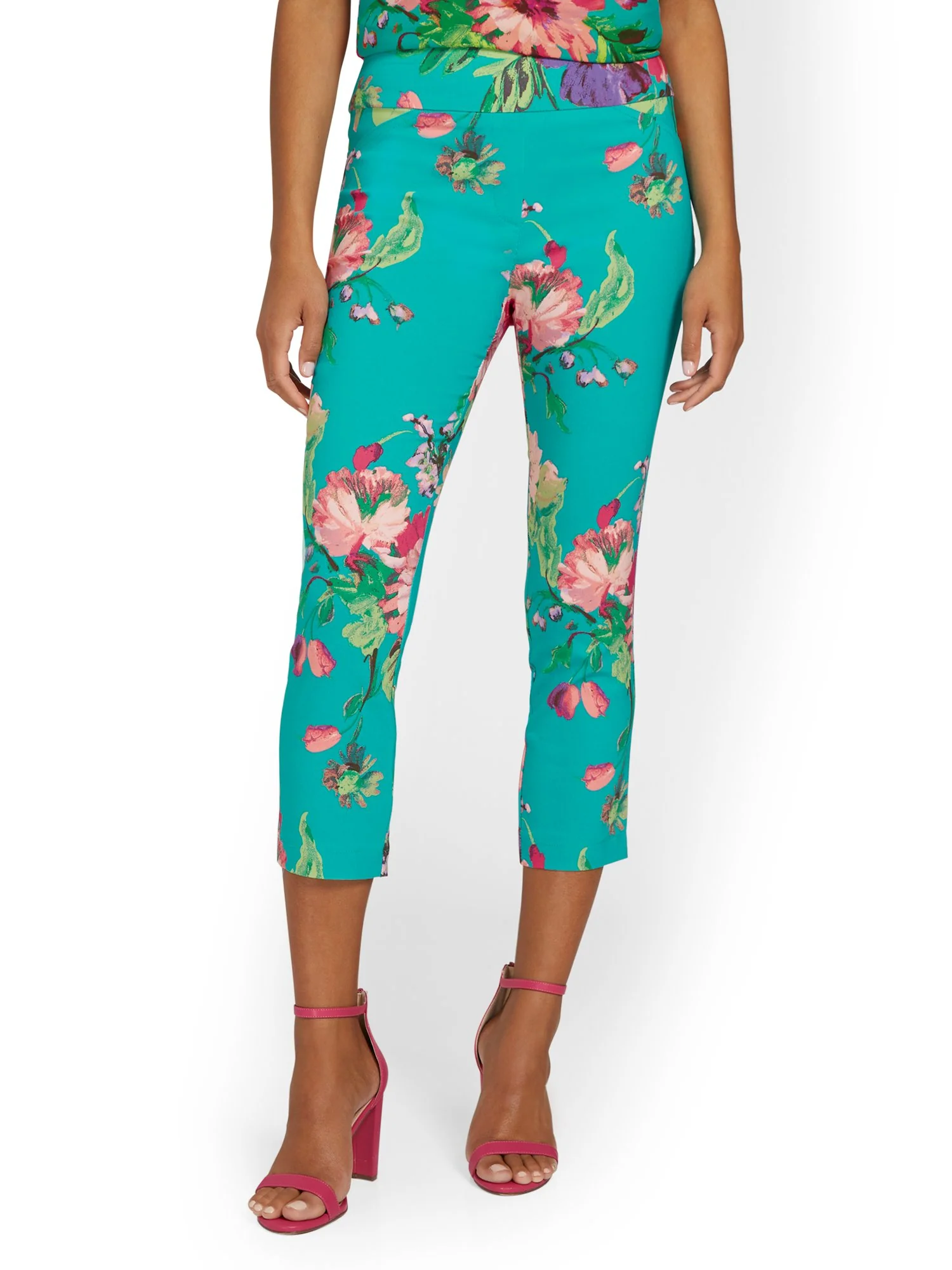 Tall Whitney High-Waisted Pull-On Slim-Leg Capri Pant - Floral-Print - Image 5