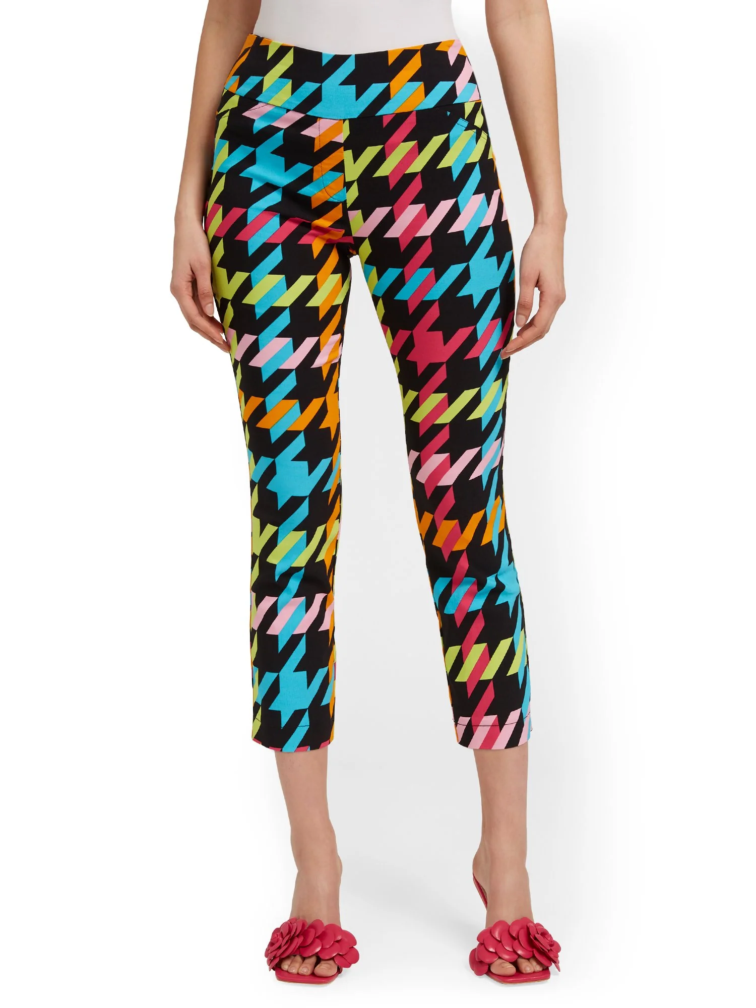 Tall Whitney High-Waisted Pull-On Slim-Leg Capri Pant - Houndstooth - Image 5