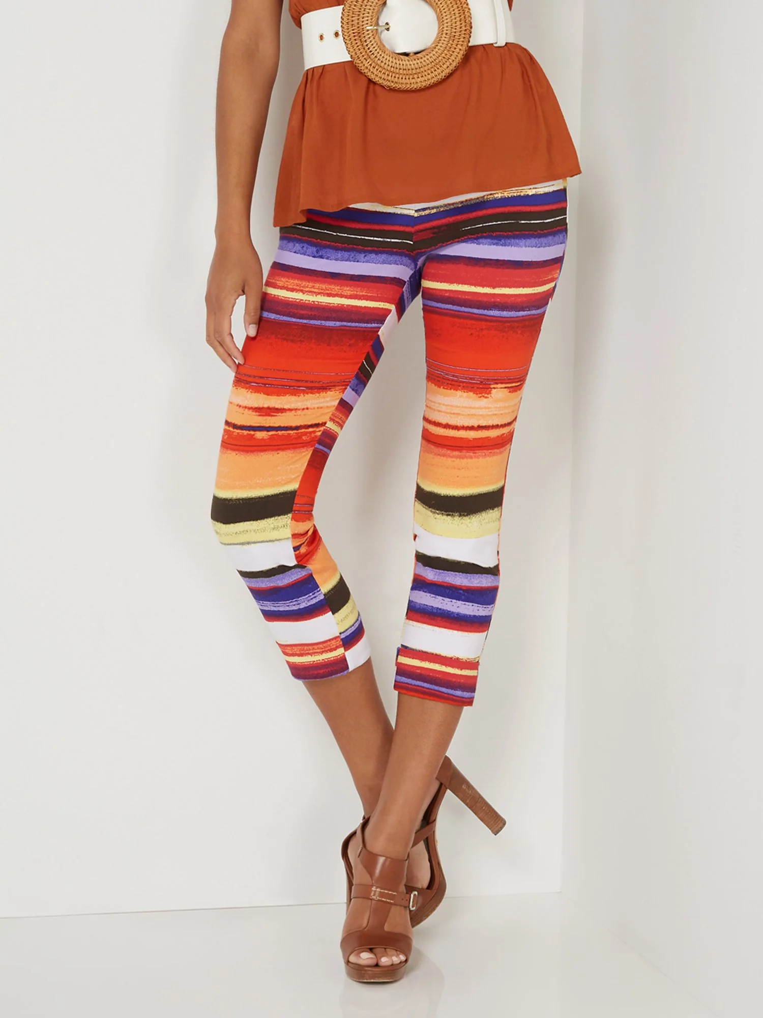 Tall Whitney High-Waisted Pull-On Slim-Leg Capri Pant - Stripe - Image 2