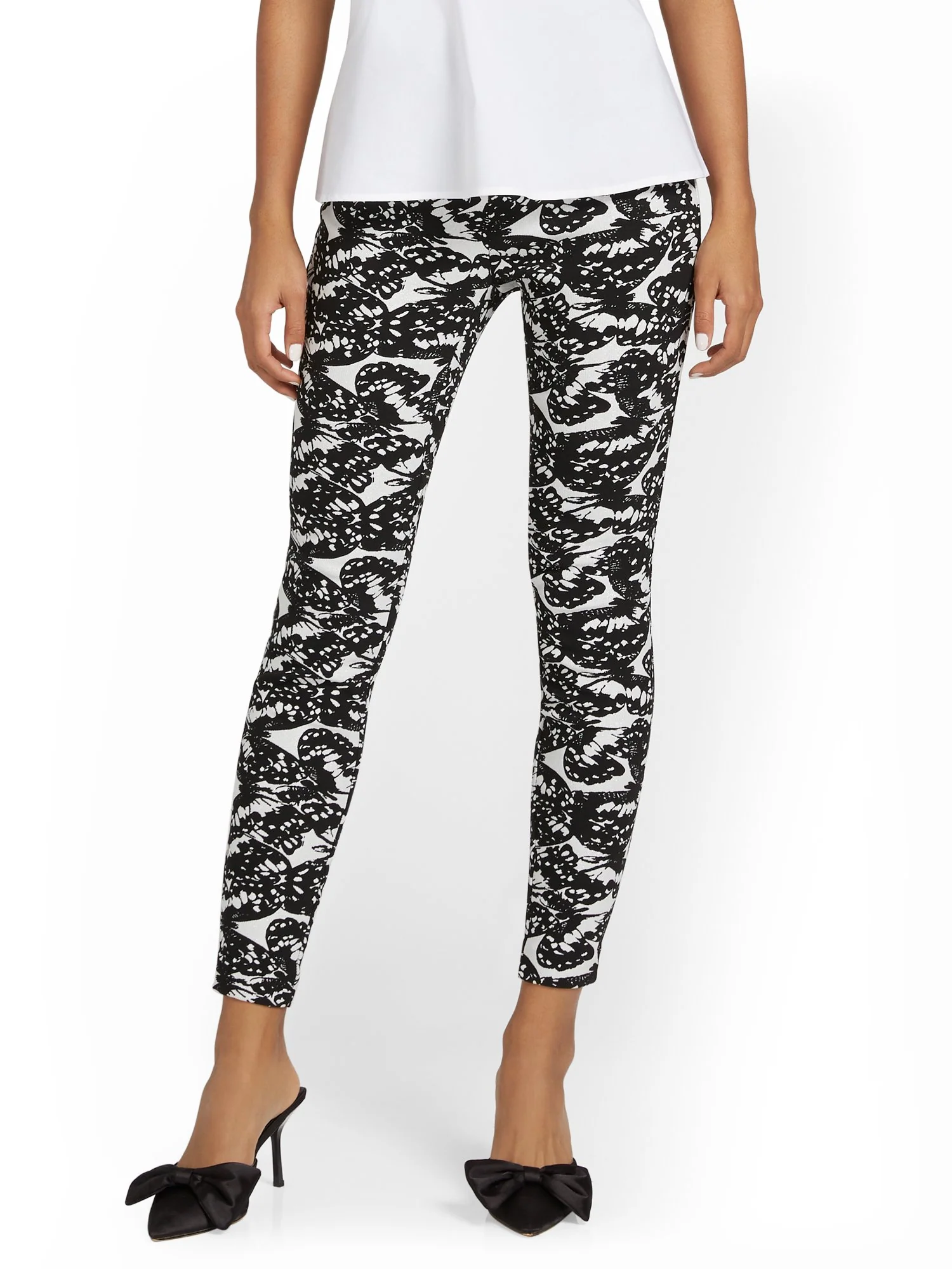 Tall Whitney High-Waisted Pull-On Slim-Leg Pant - Butterfly-Print