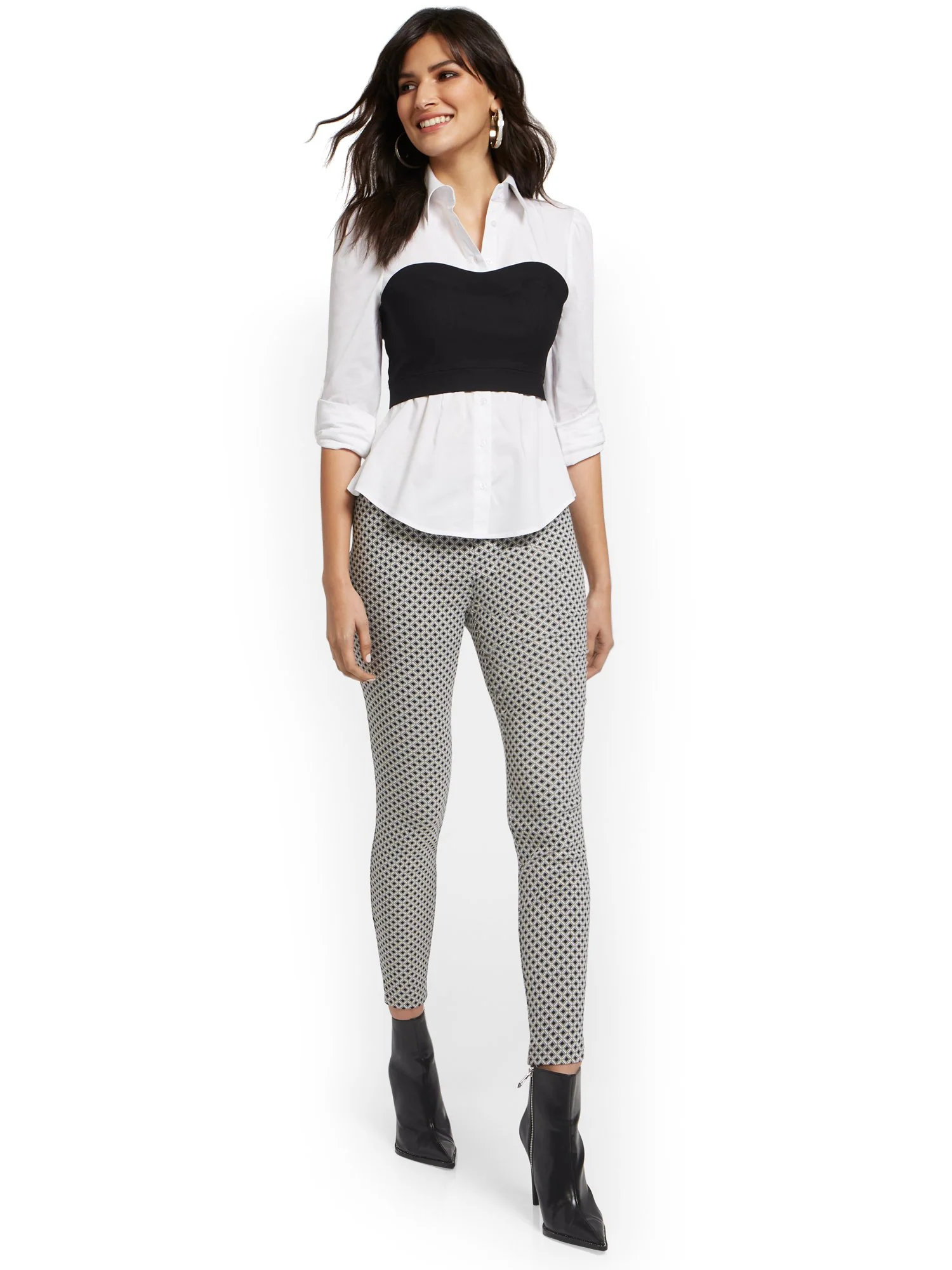 Tall Whitney High-Waisted Pull-On Slim-Leg Pant - Grid - Image 2