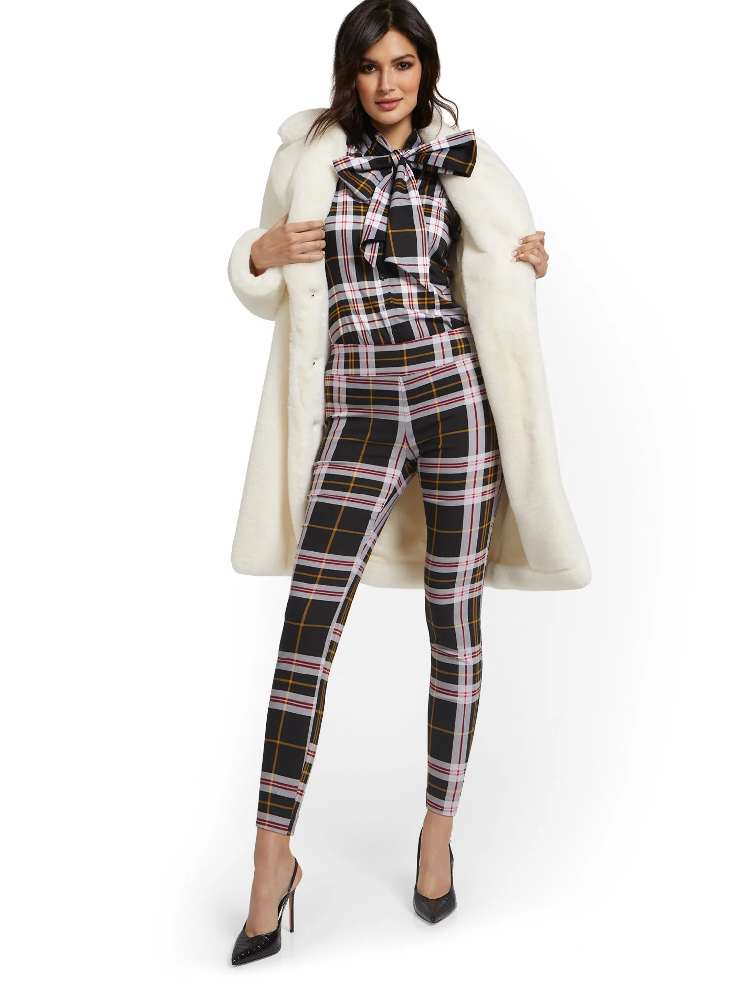 Tall Whitney High-Waisted Pull-On Slim-Leg Pant - Plaid - Image 3