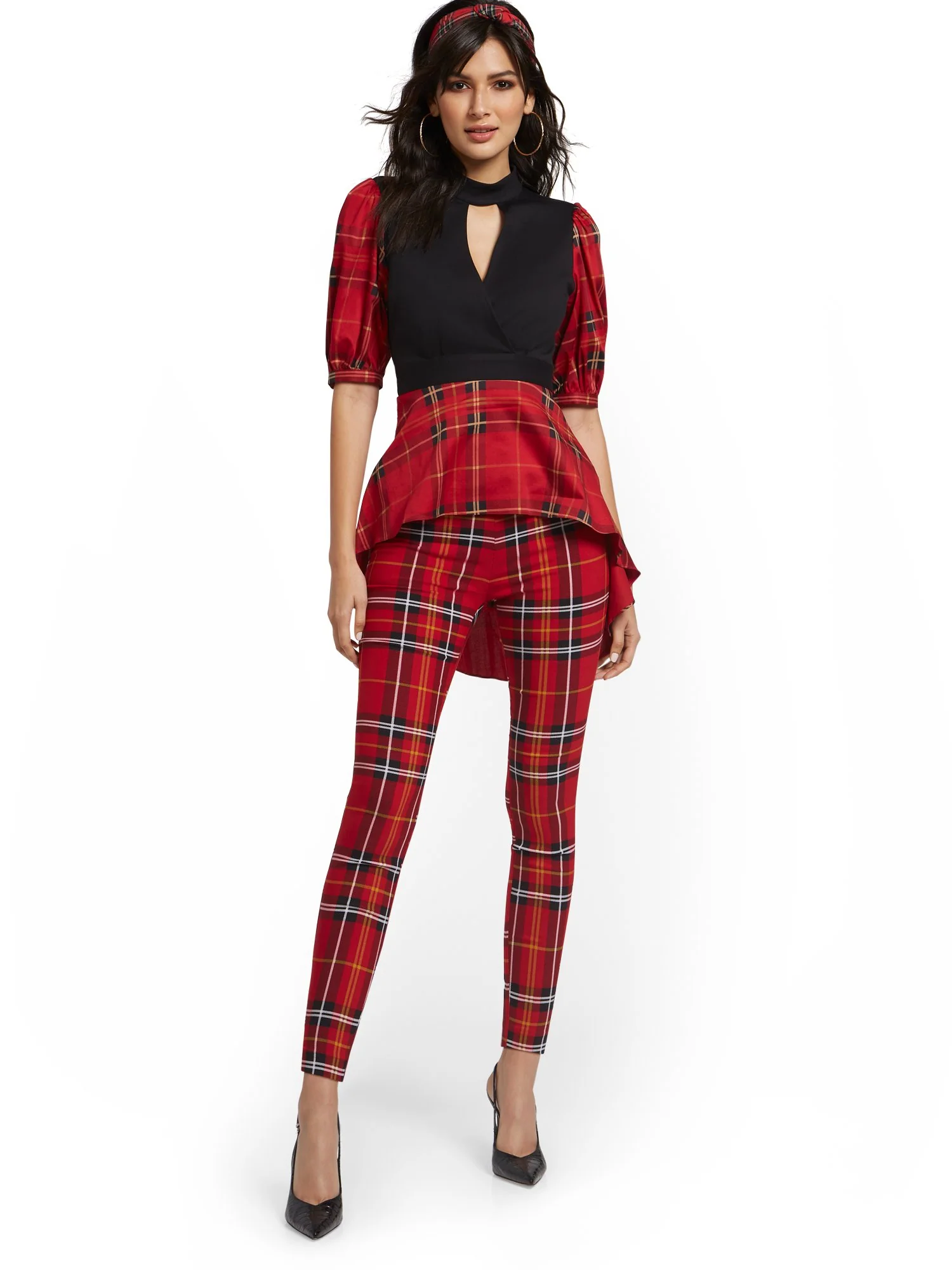 Tall Whitney High-Waisted Pull-On Slim-Leg Pant - Plaid - Image 9