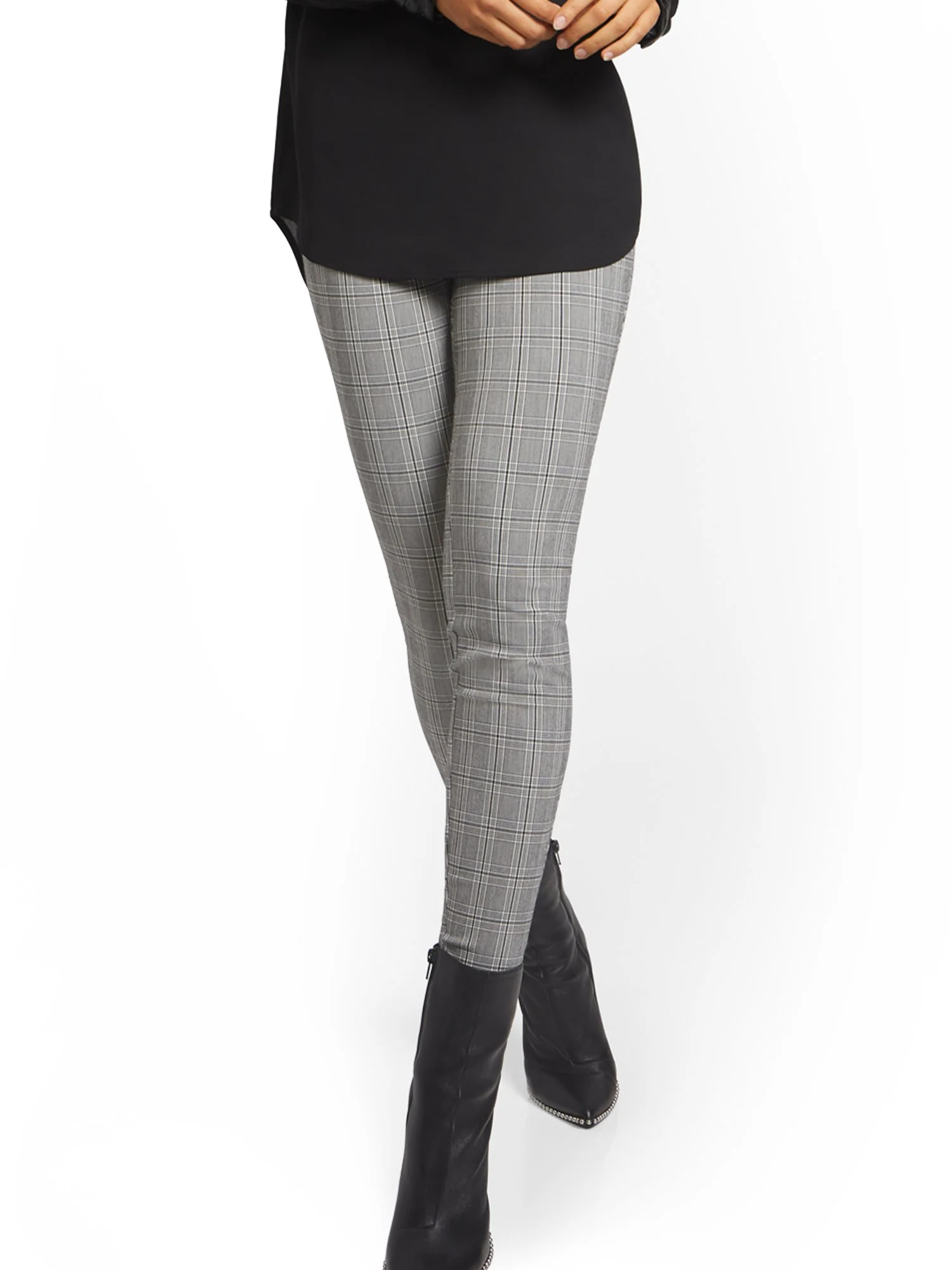 Tall Whitney High-Waisted Pull-On Slim-Leg Pant - Plaid