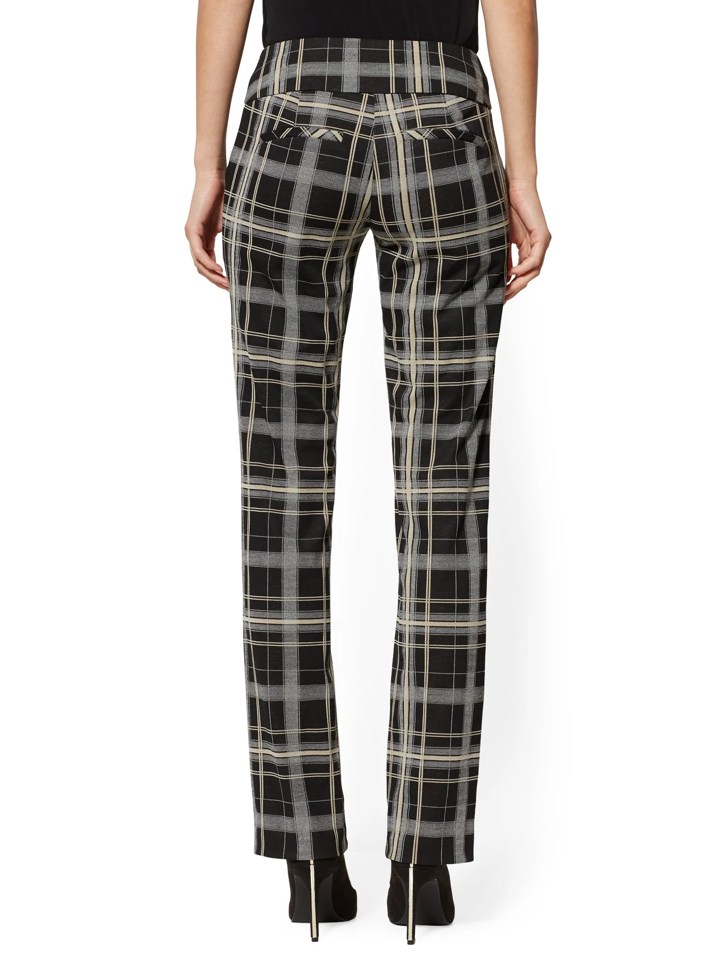 Tall Whitney High-Waisted Pull-On Straight-Leg Pant - Plaid Ponte - 7th Avenue - Image 3