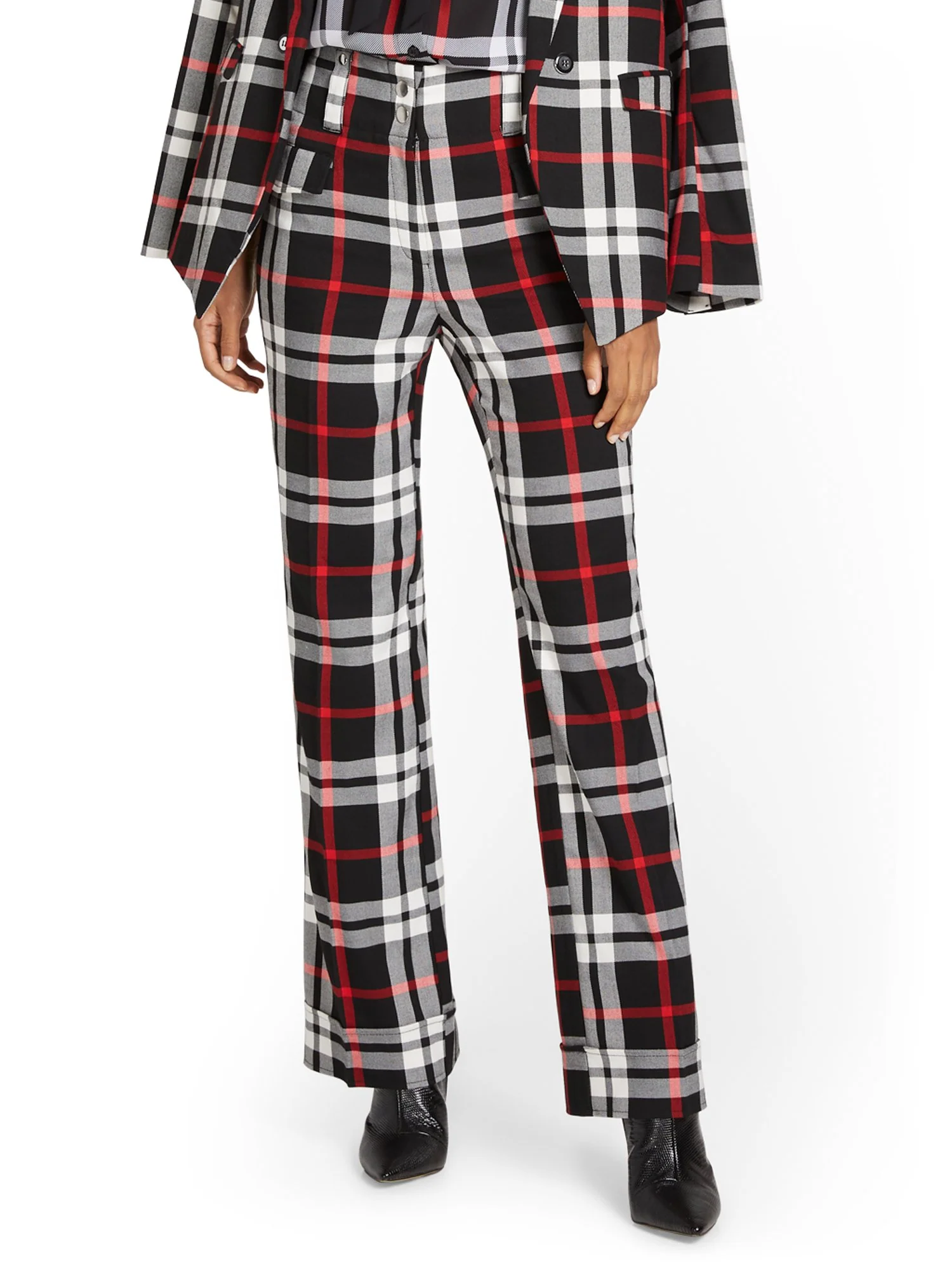 Tall Wide-Leg Plaid Pant