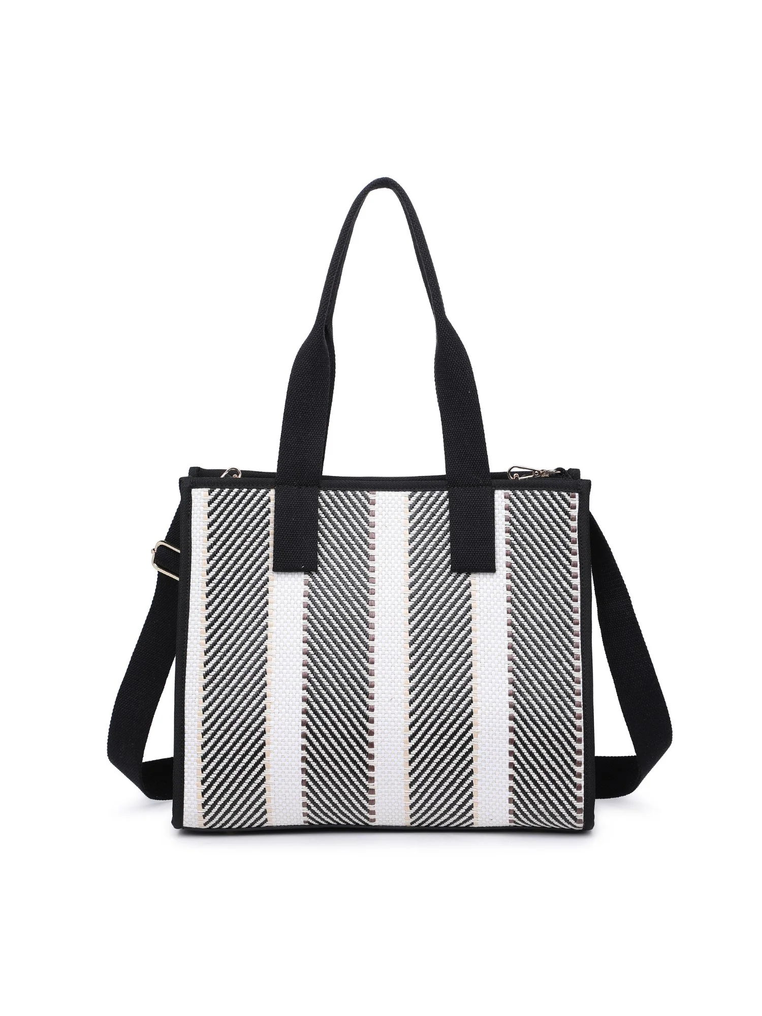 Moda Luxe Textured Canvas Two-Tone Plaid Book Bag - Brands We Love