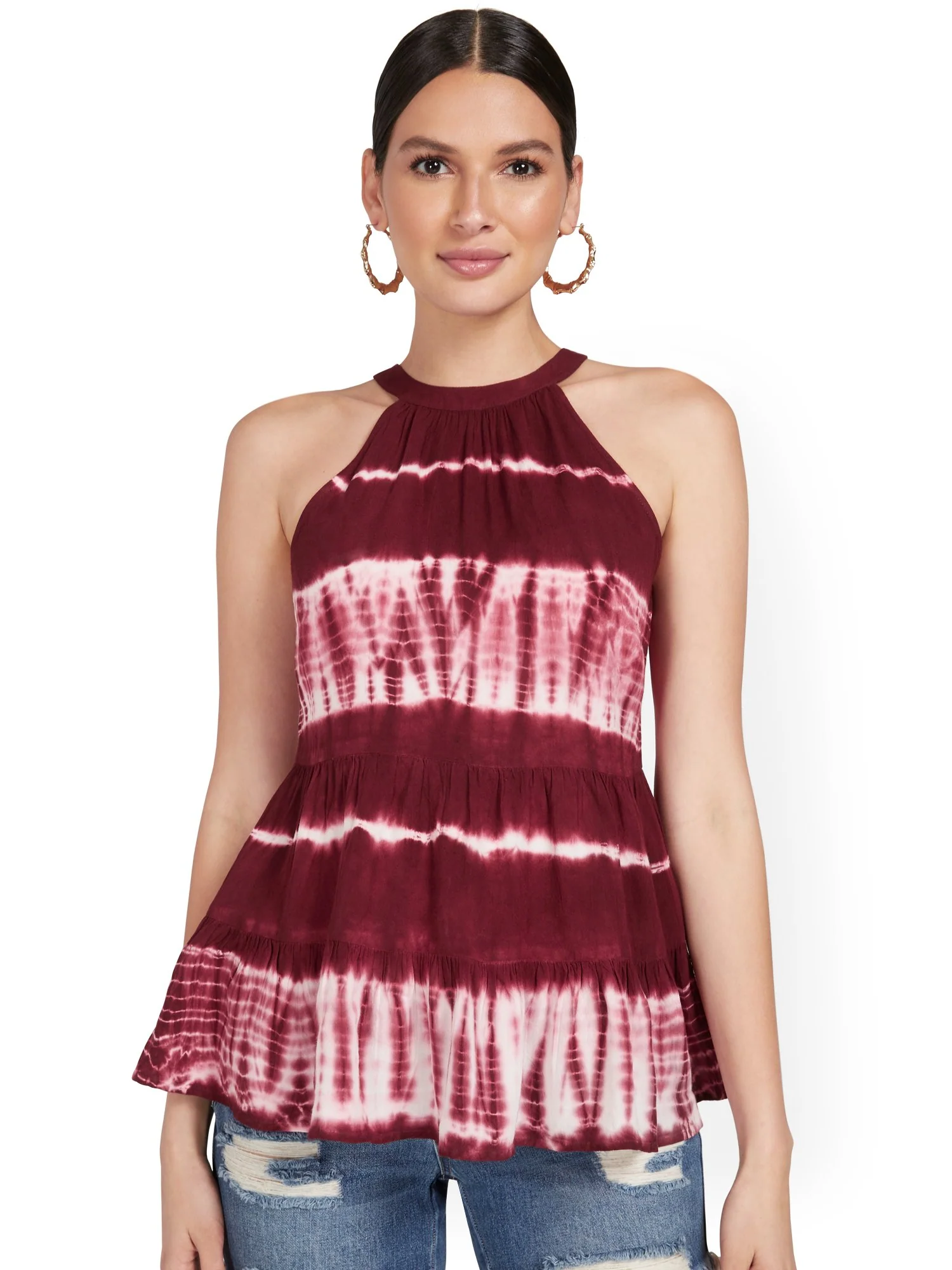 Tie-Dye Babydoll Halter Top - Image 2