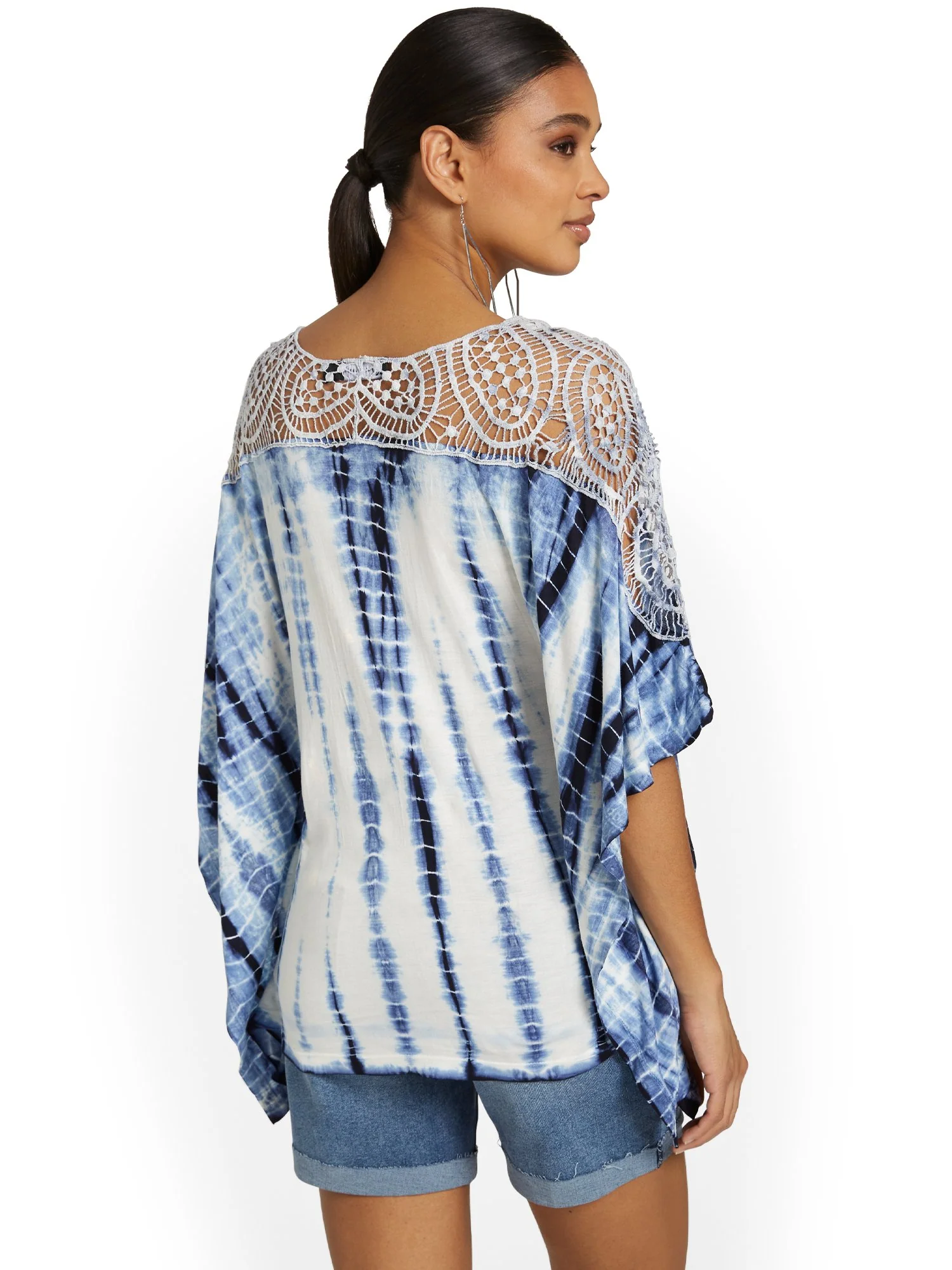 Tie-Dye Crochet Poncho Top - Image 3