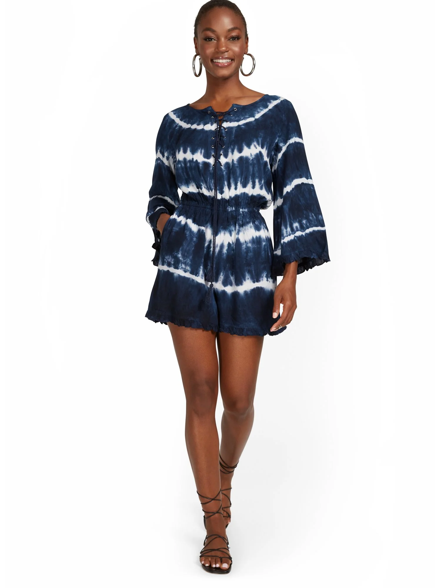 Tie-Dye Lace-Up Romper - Image 2