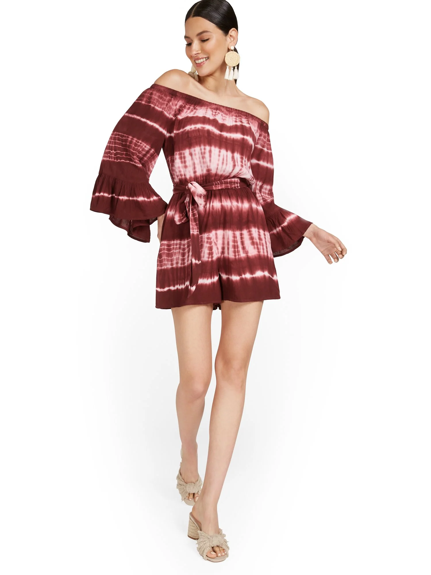 Tie-Dye Off-The-Shoulder Romper - Image 2