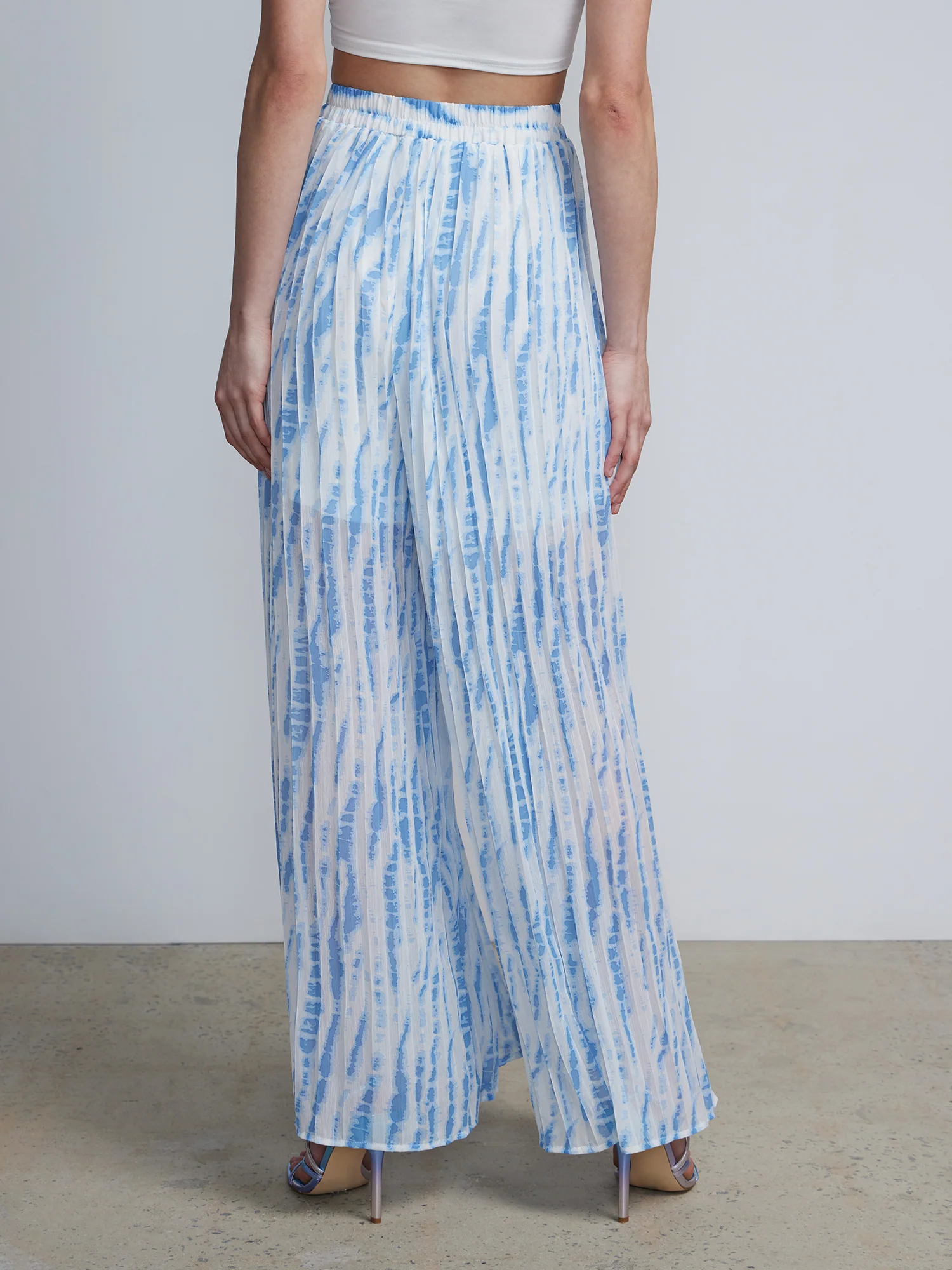 Tie Dye Pleated Wide Leg Pants - Image 3