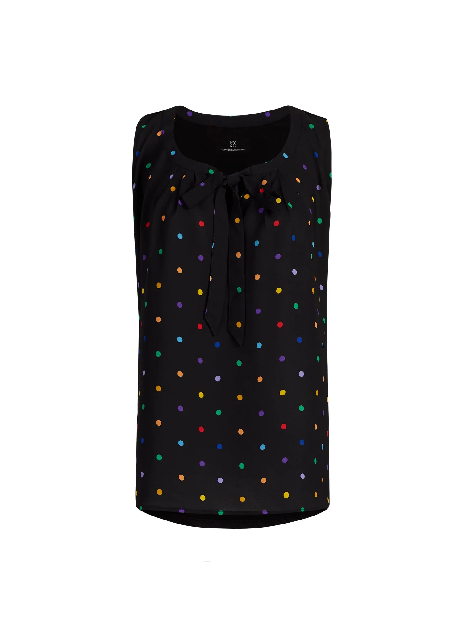 Tie-Front Dot-Print Sleeveless Top