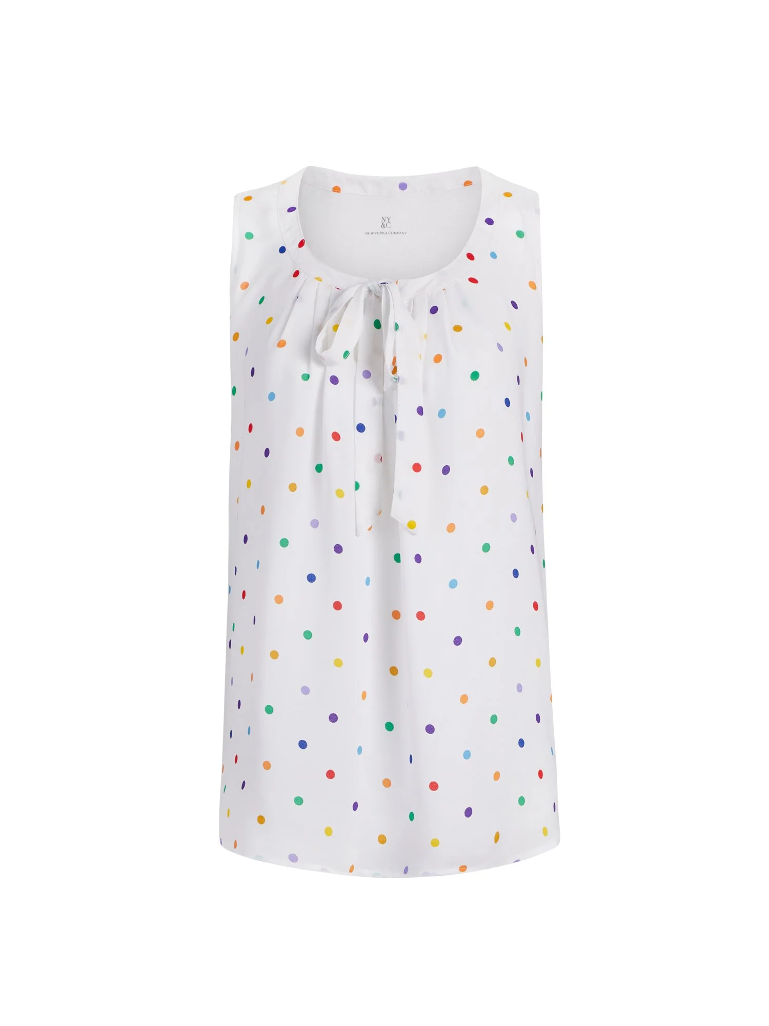 Tie-Front Dot-Print Sleeveless Top - Image 6