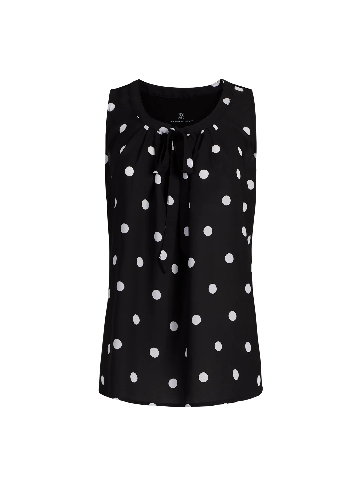 Tie-Front Dot-Print Sleeveless Top - Image 2