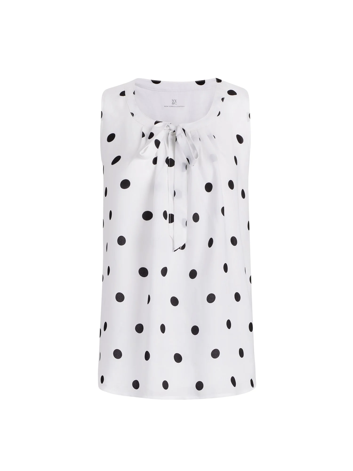 Tie-Front Dot-Print Sleeveless Top - Image 4