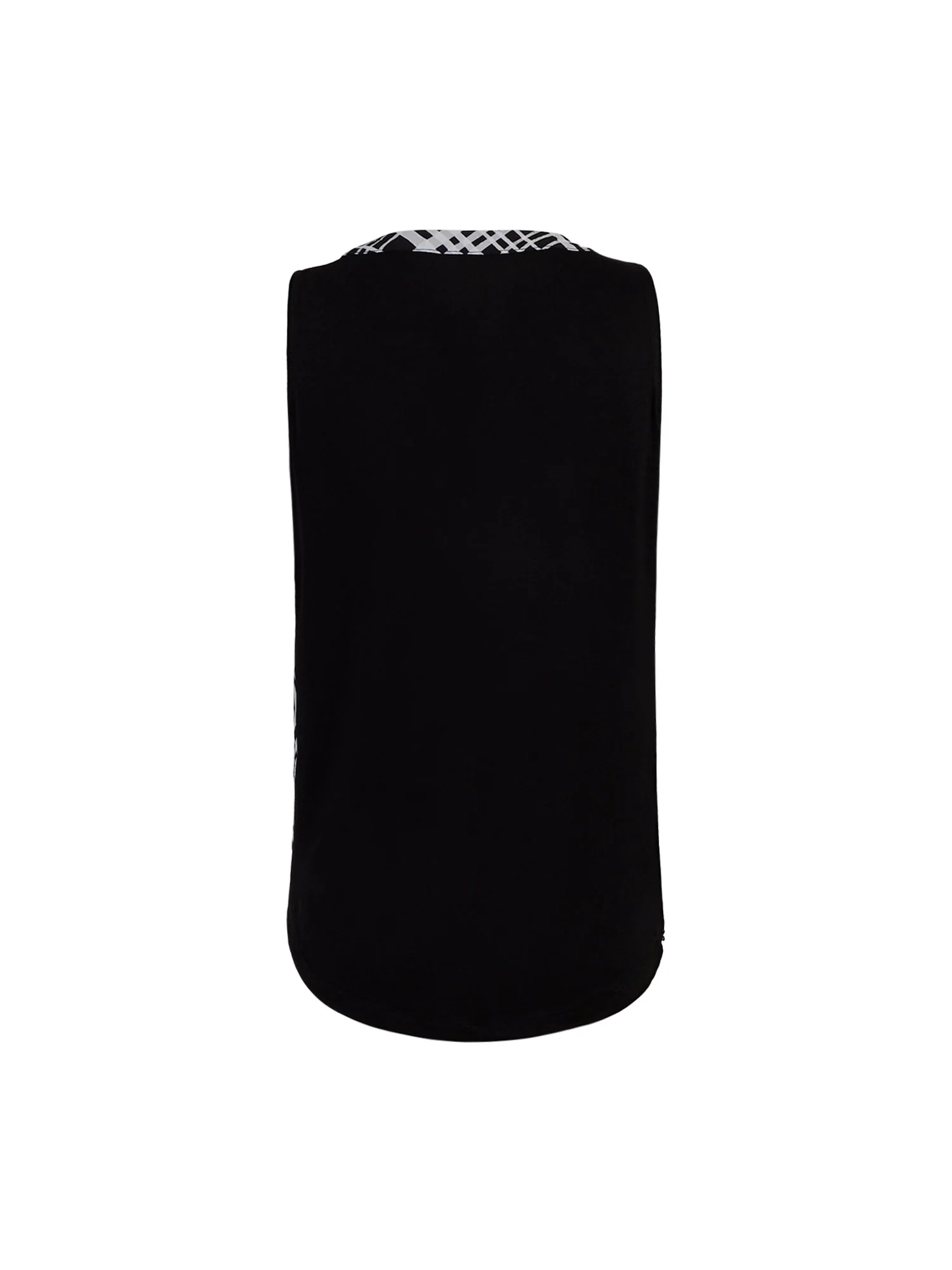 Tie-Front Grid-Print Sleeveless Top - Image 3