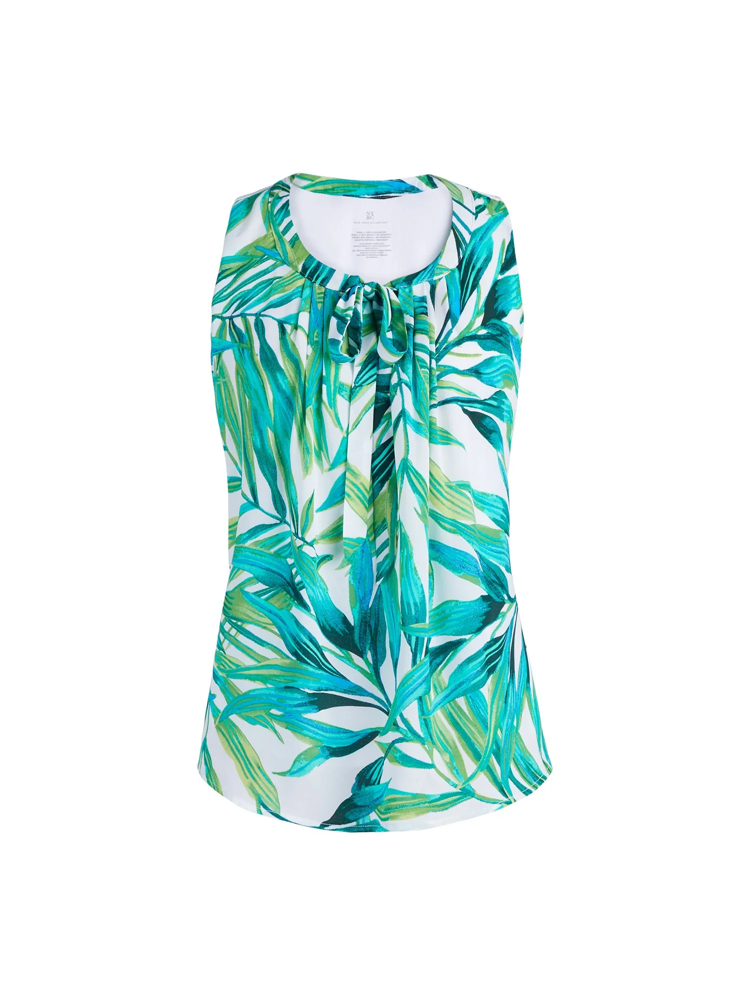 Tie-Front Palm-Print Sleeveless Top