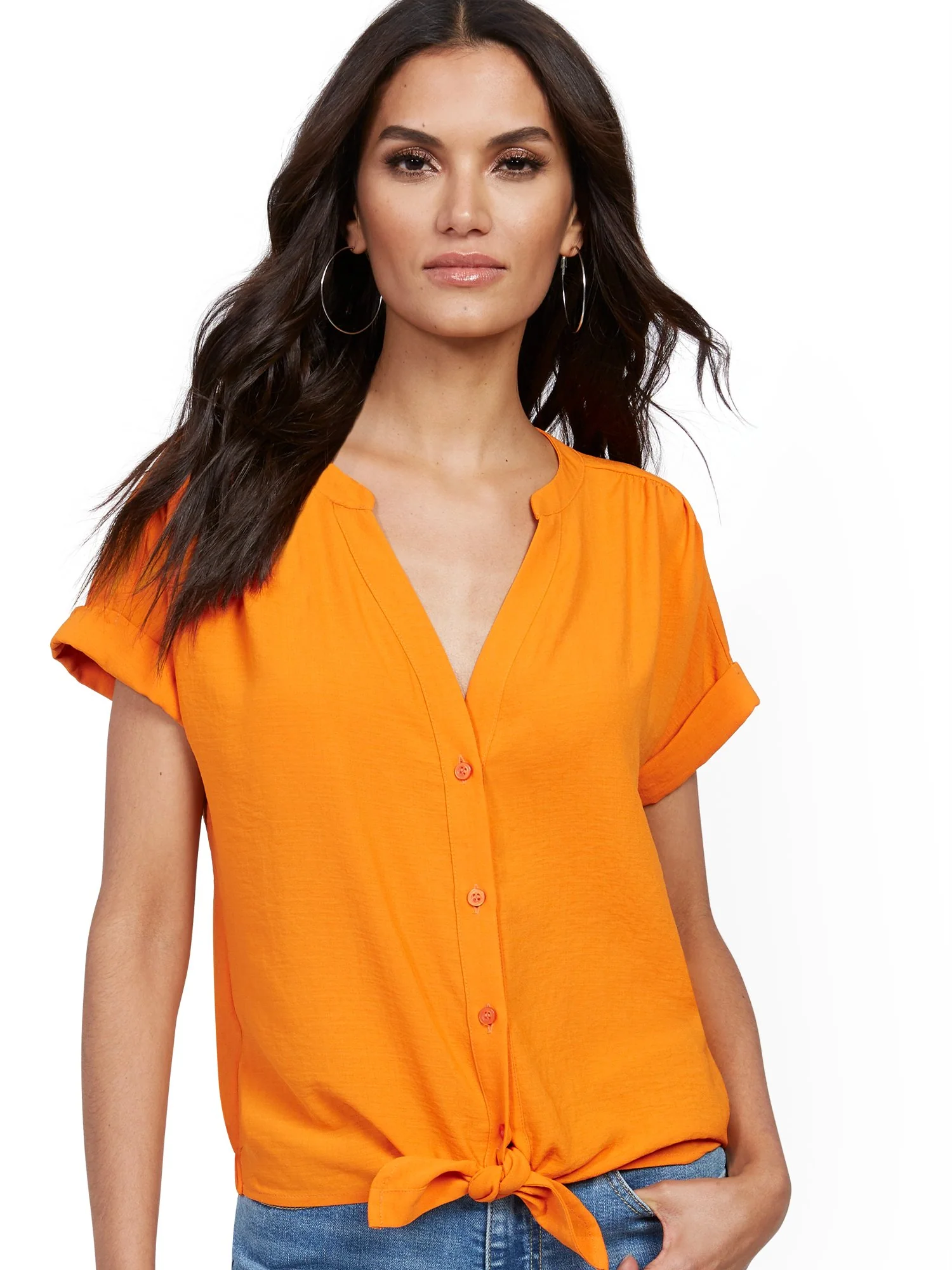 Tie-Front Short-Sleeve Blouse - Image 14