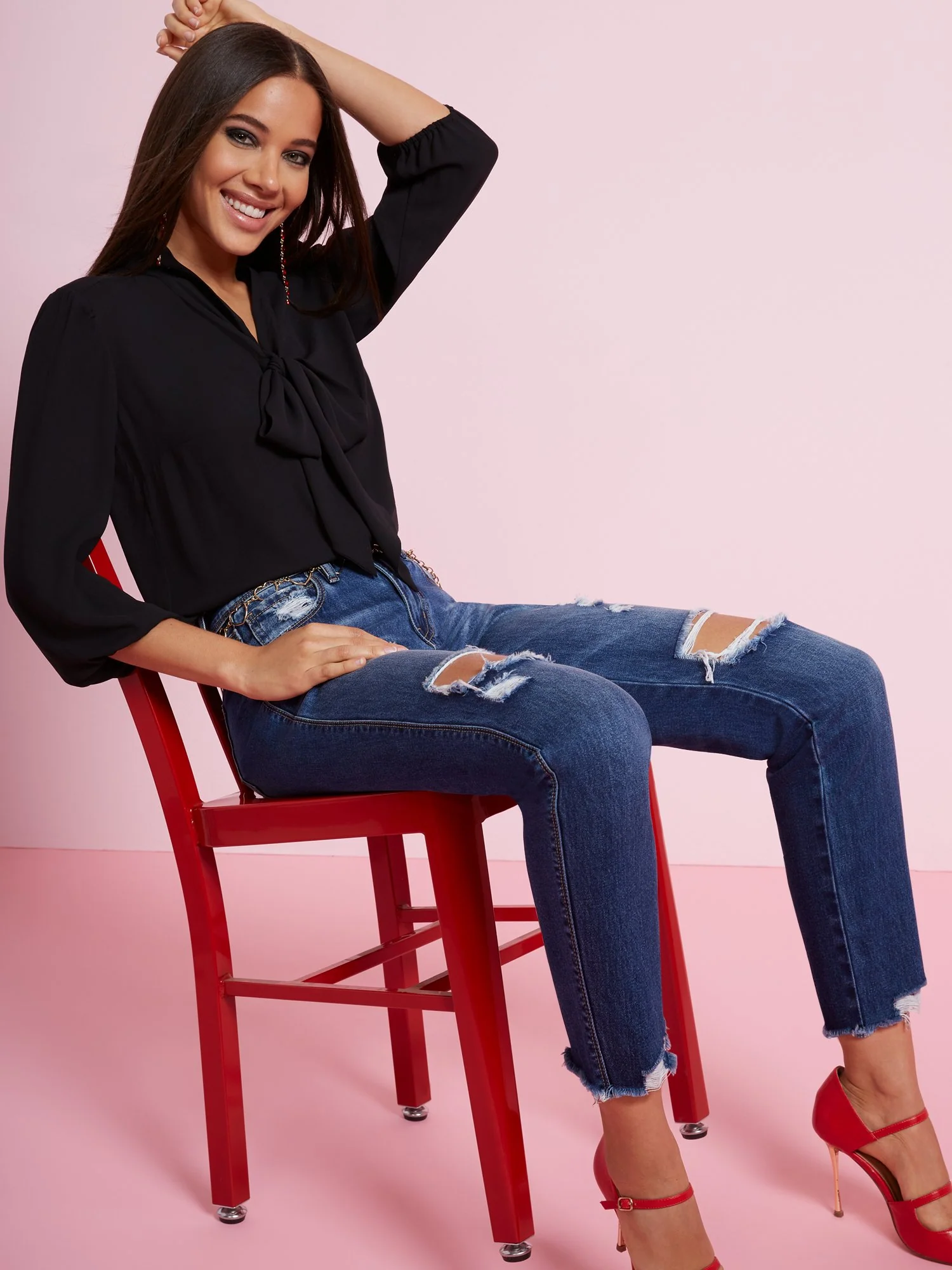 Tie-Front V-Neck Blouse - Image 2