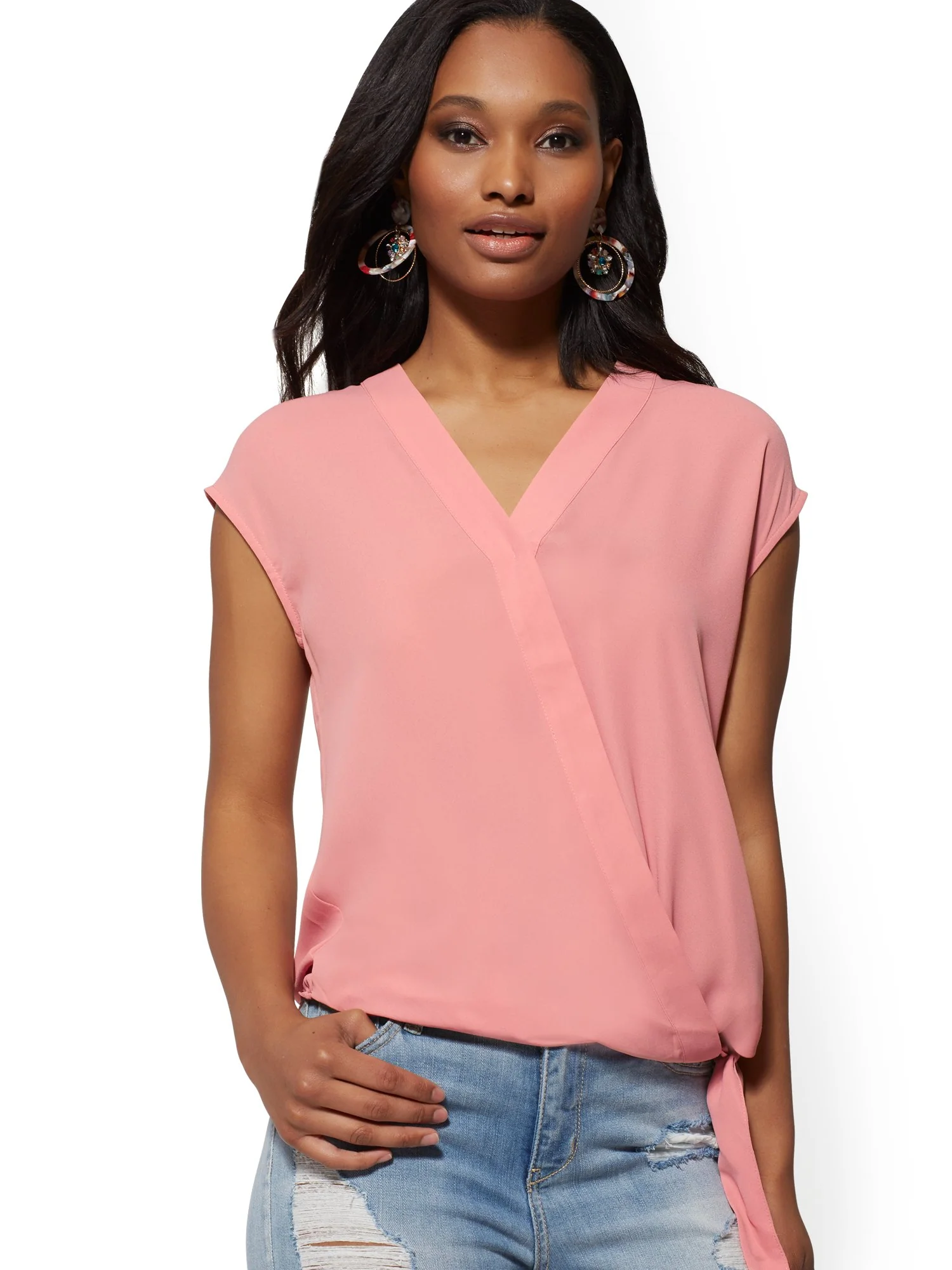 Tie-Front Wrap Blouse - Soho Soft Shirt - Image 22