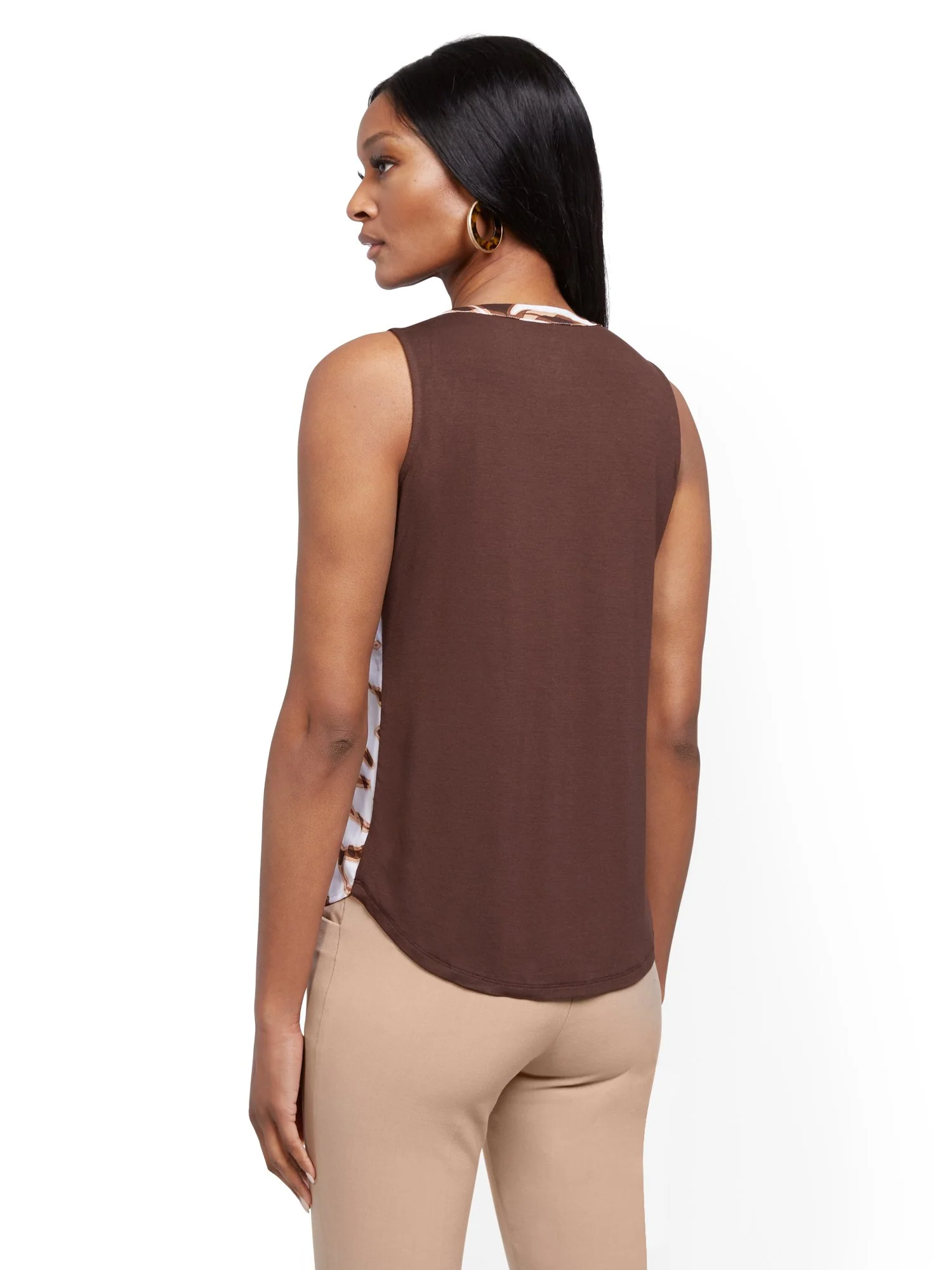 Tie-Front Zebra-Print Sleeveless Top - Image 3
