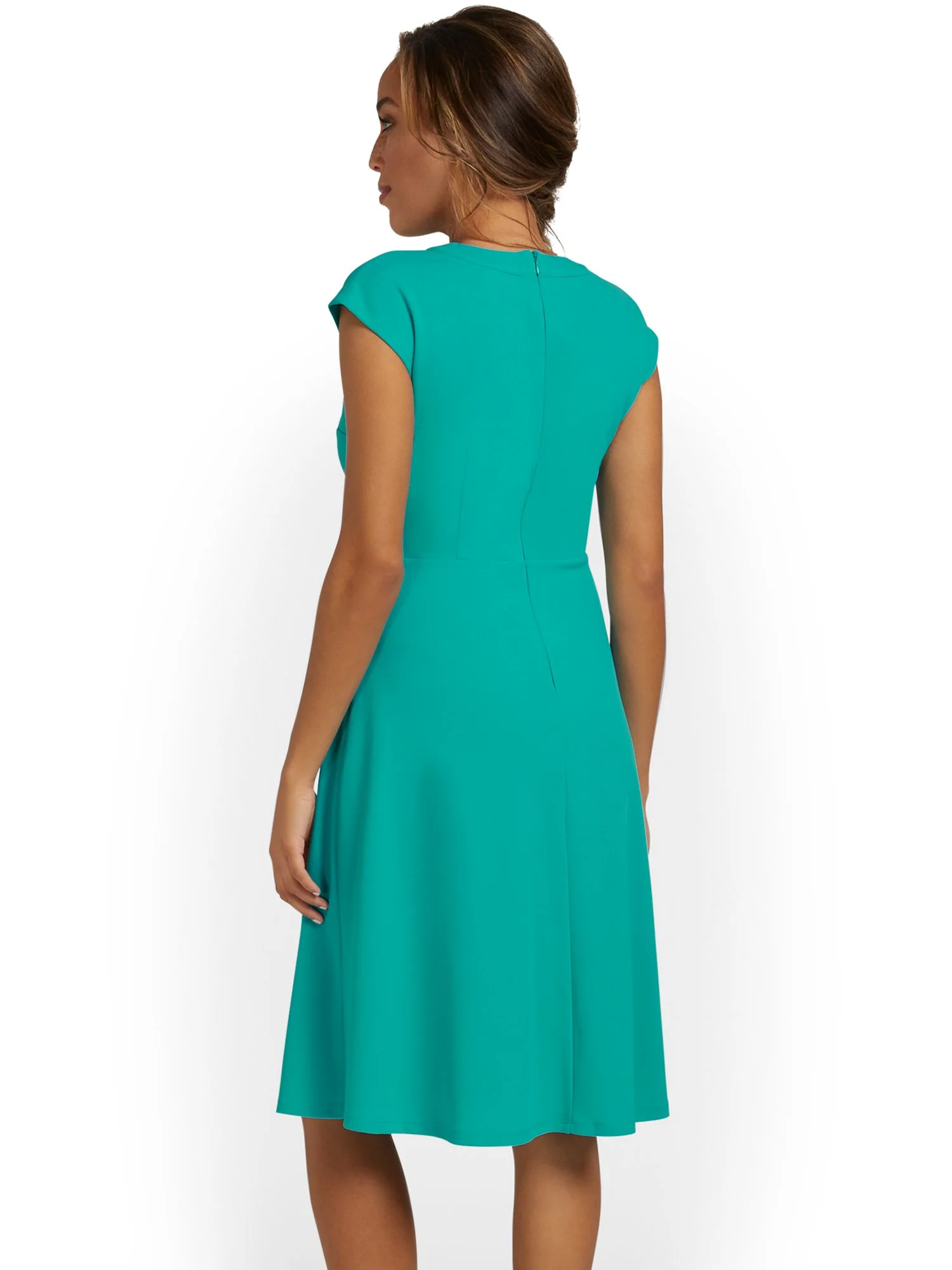 Tie-Neck Flare Dress - Magic Crepe® - Image 3