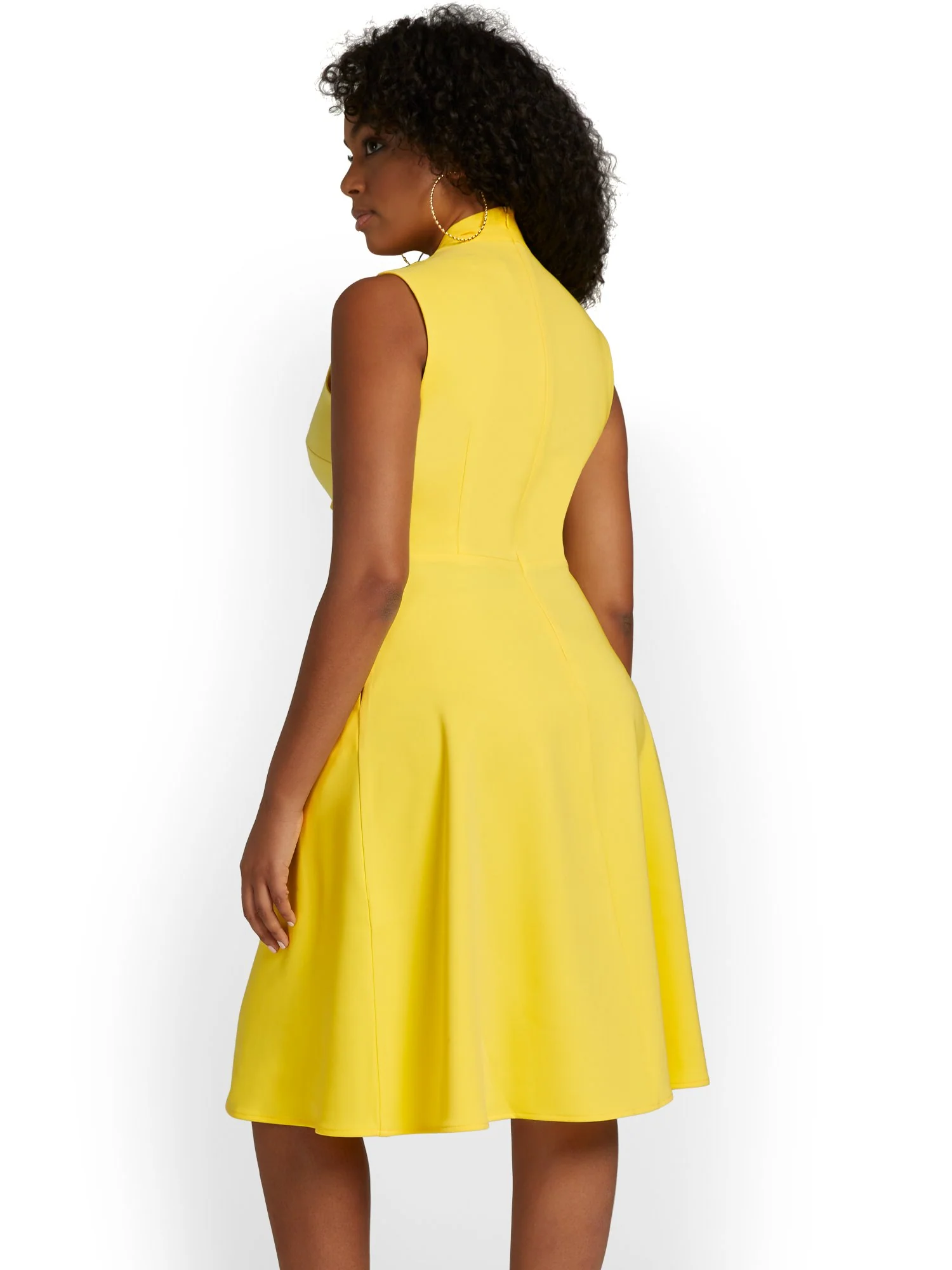Tie-Neck Flare Dress - Premium Stretch - Image 3