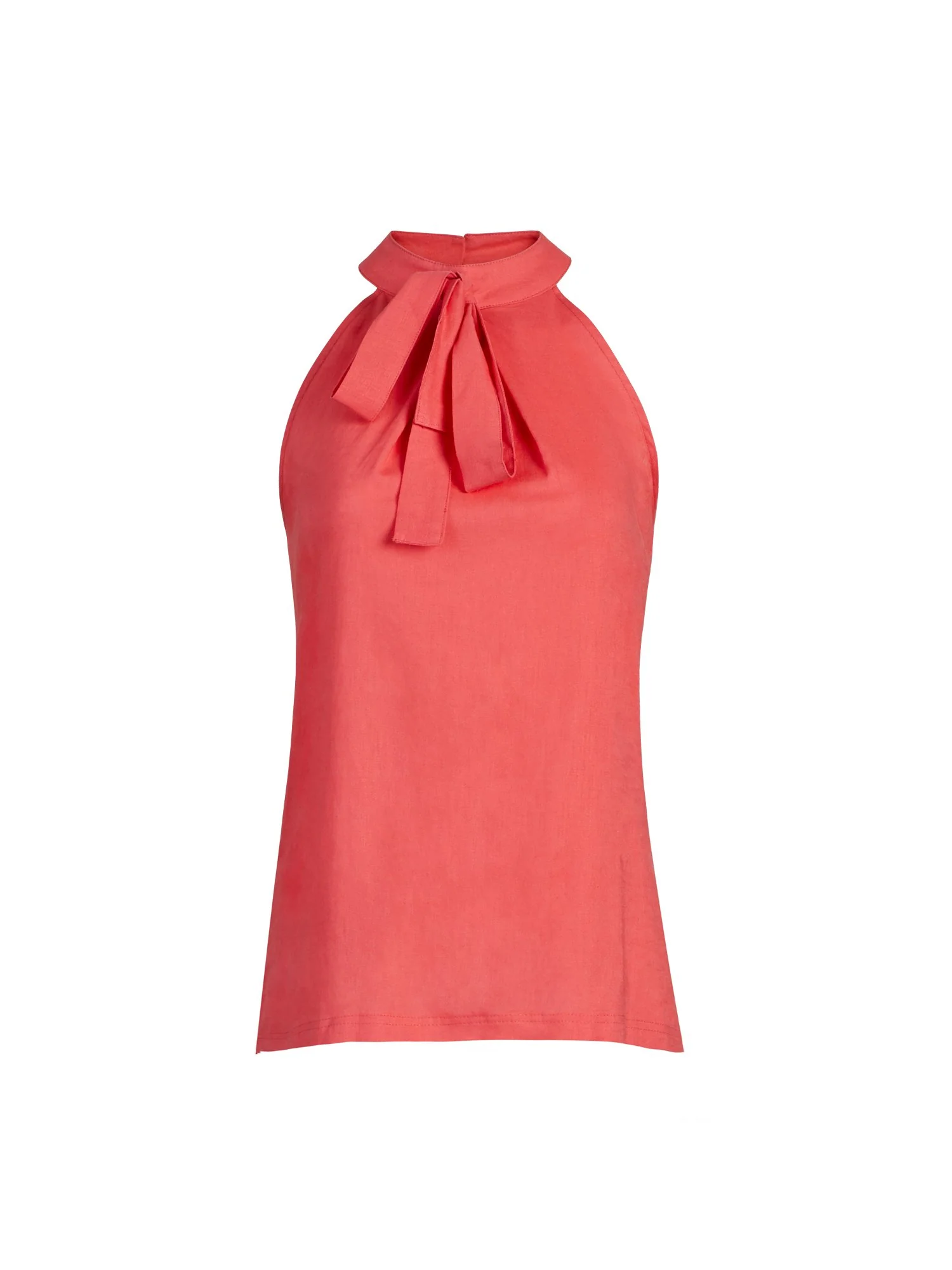 Tie-Neck Halter Linen Blouse - Image 4