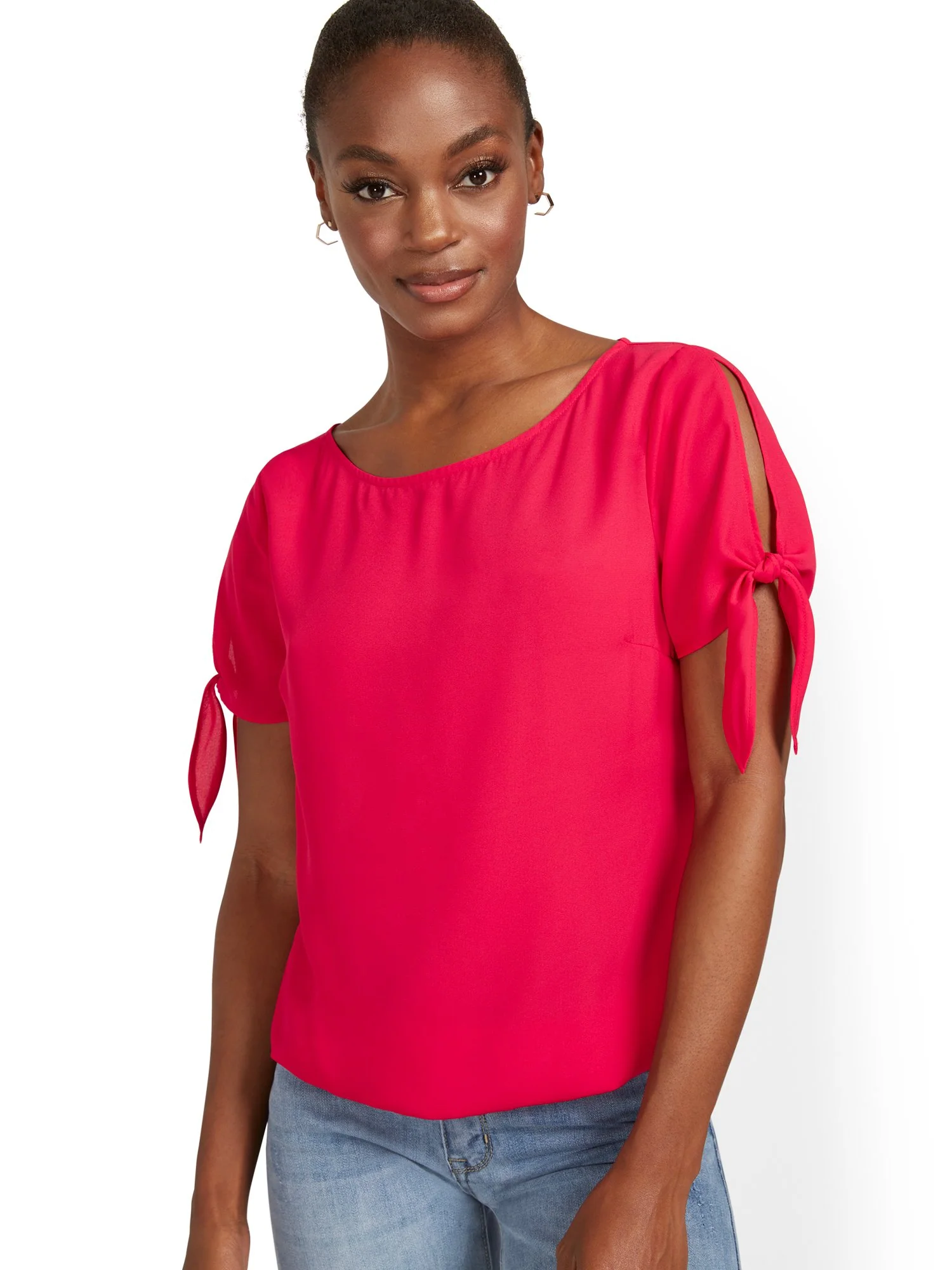 Tie-Sleeve Scoopneck Top - Image 4