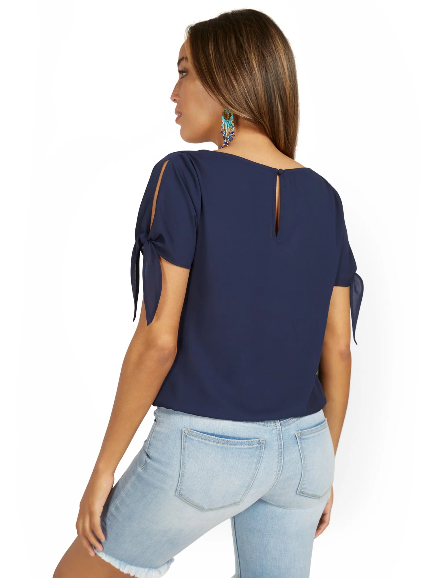 Tie-Sleeve Scoopneck Top - Image 9