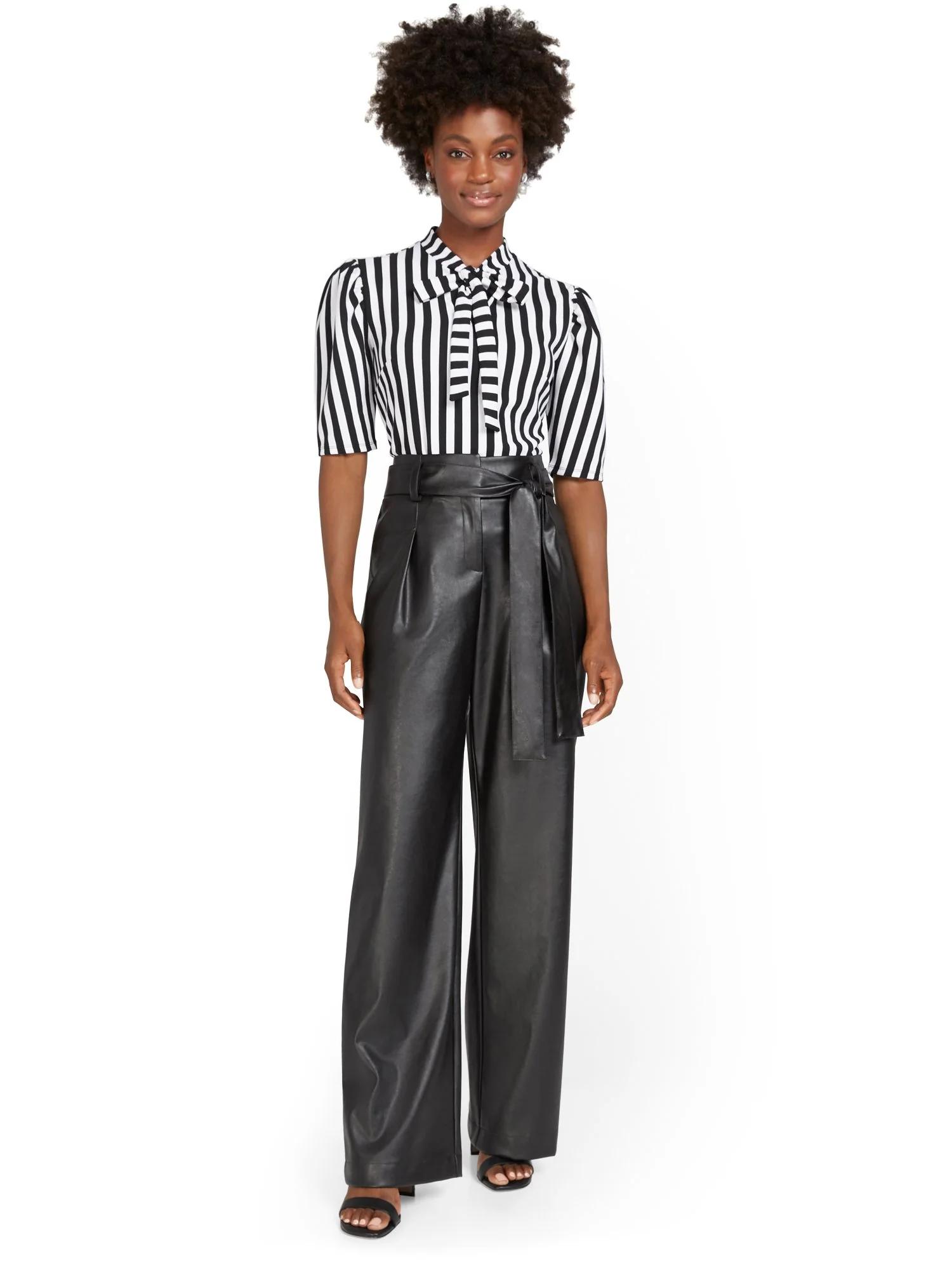 Tie-Waist Faux-Leather Wide-Leg Pant - Image 4