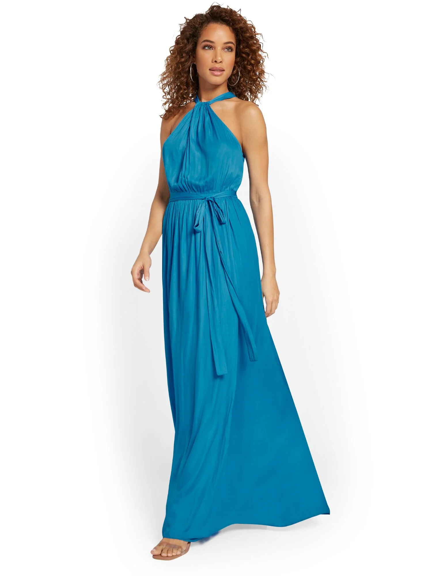 Tie-Waist Halterneck Dress - Mustard Seed - Image 2