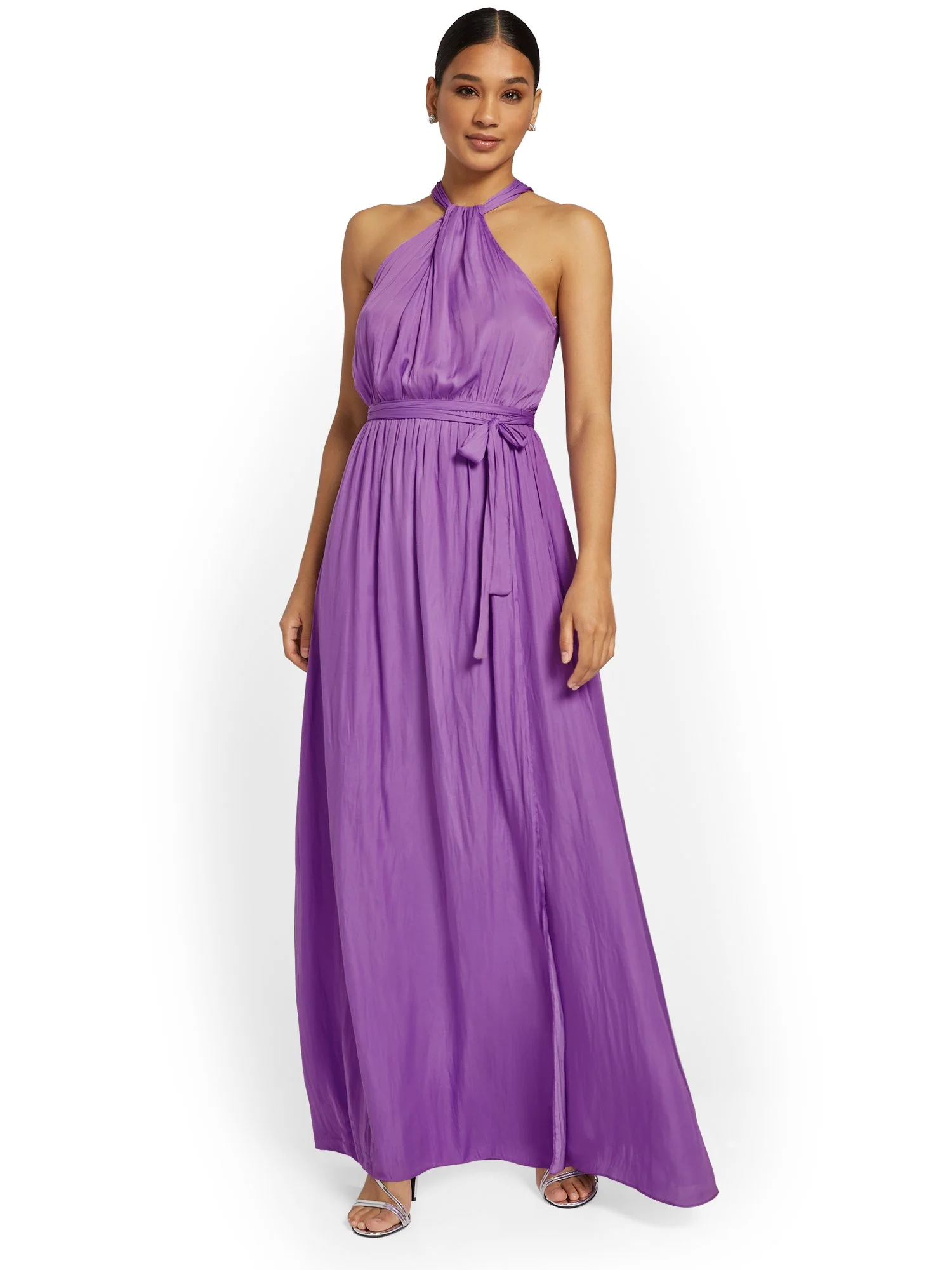 Tie-Waist Halterneck Dress - Mustard Seed - Image 4