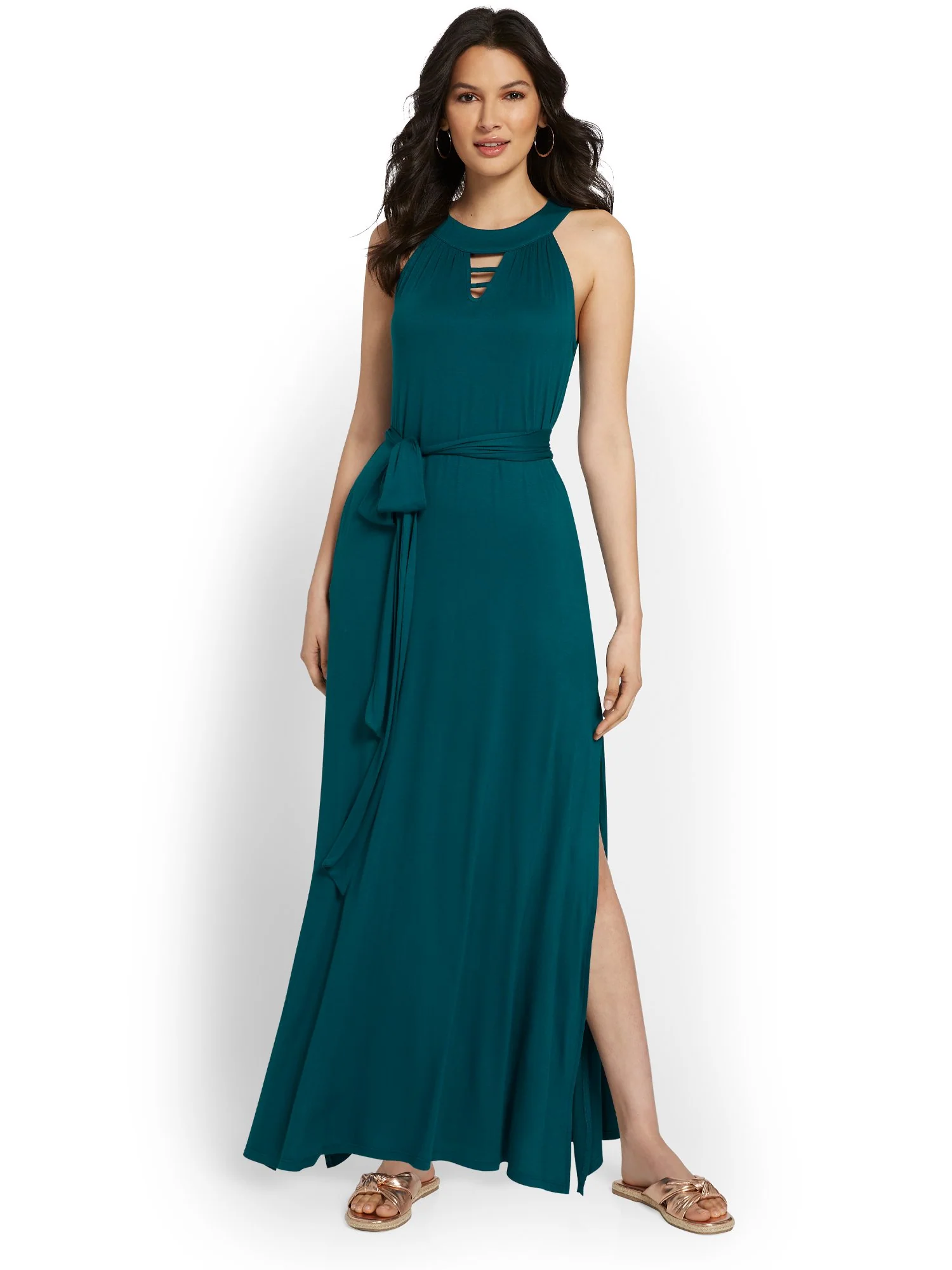 Tie-Waist Knit Maxi Dress - Image 11