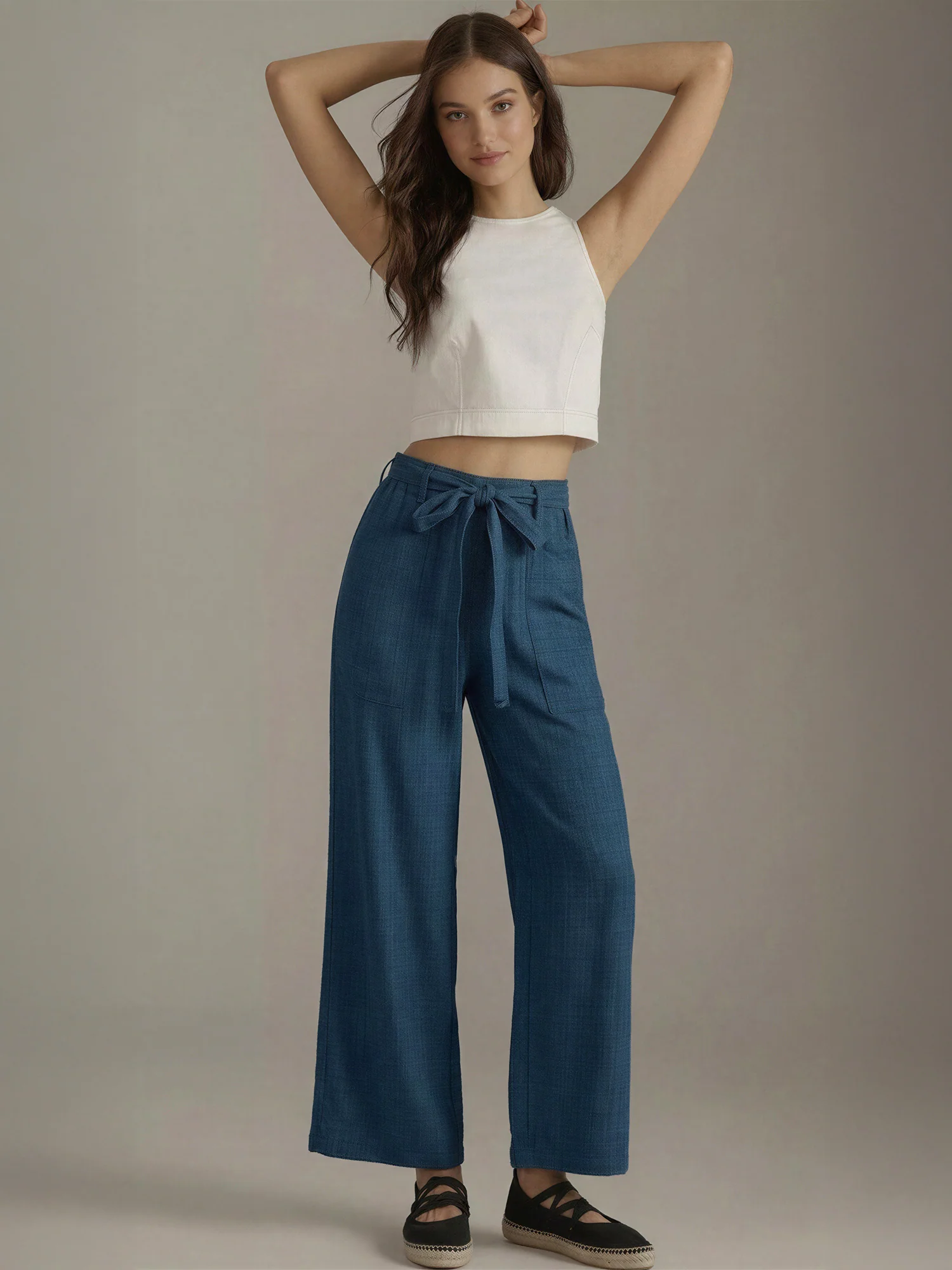 Tie Waist Loose Pull On Pants