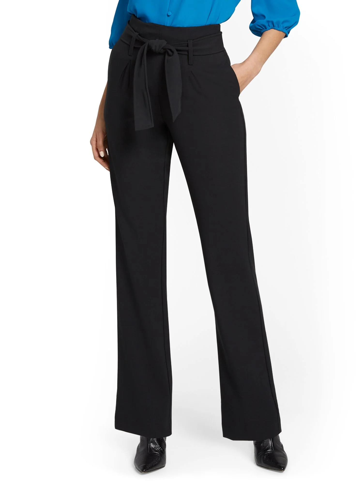 Tie-Waist Straight-Leg Pant - Premium Stretch