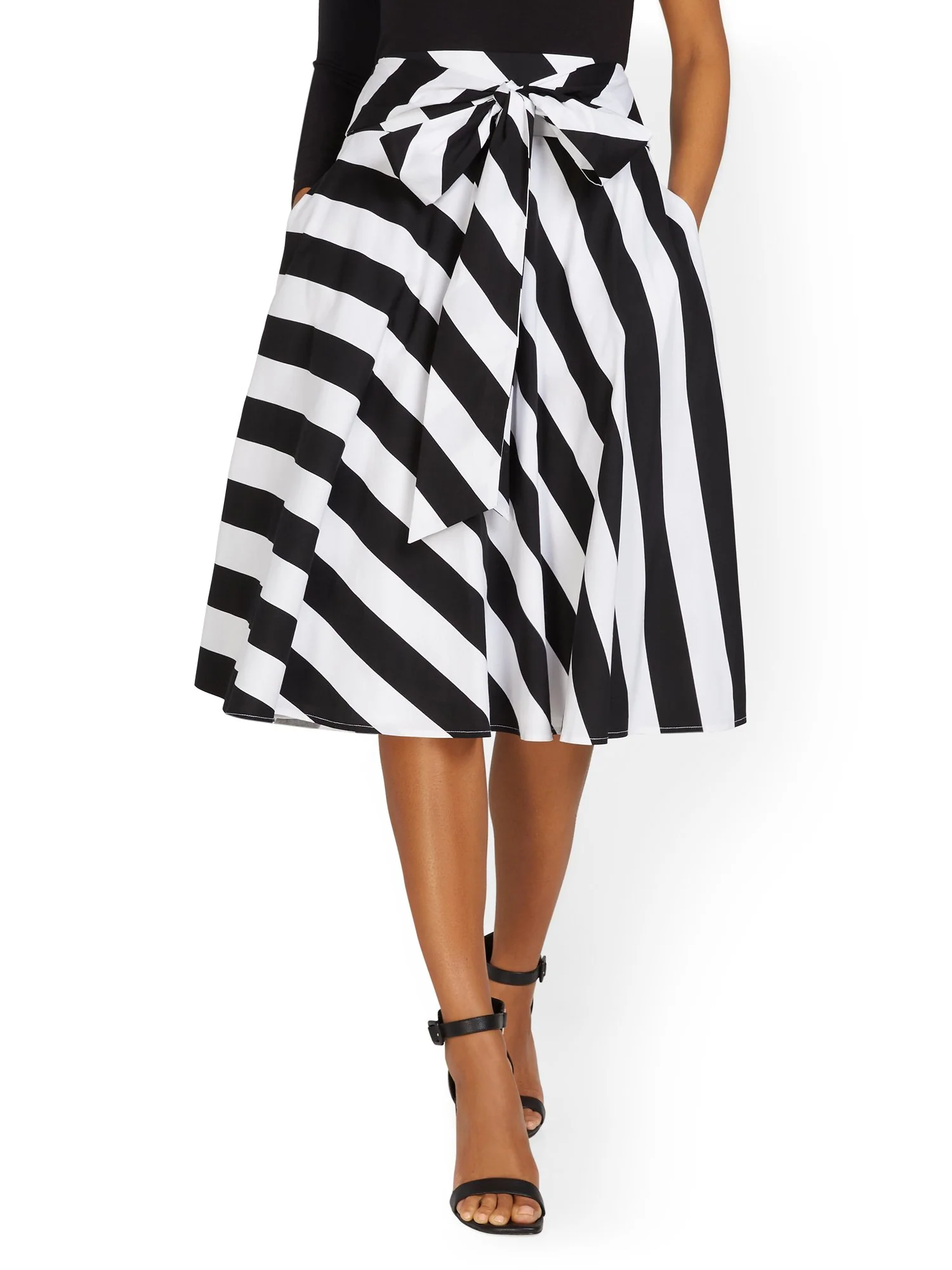 Tie-Waist Stripe Midi Skirt - Image 2