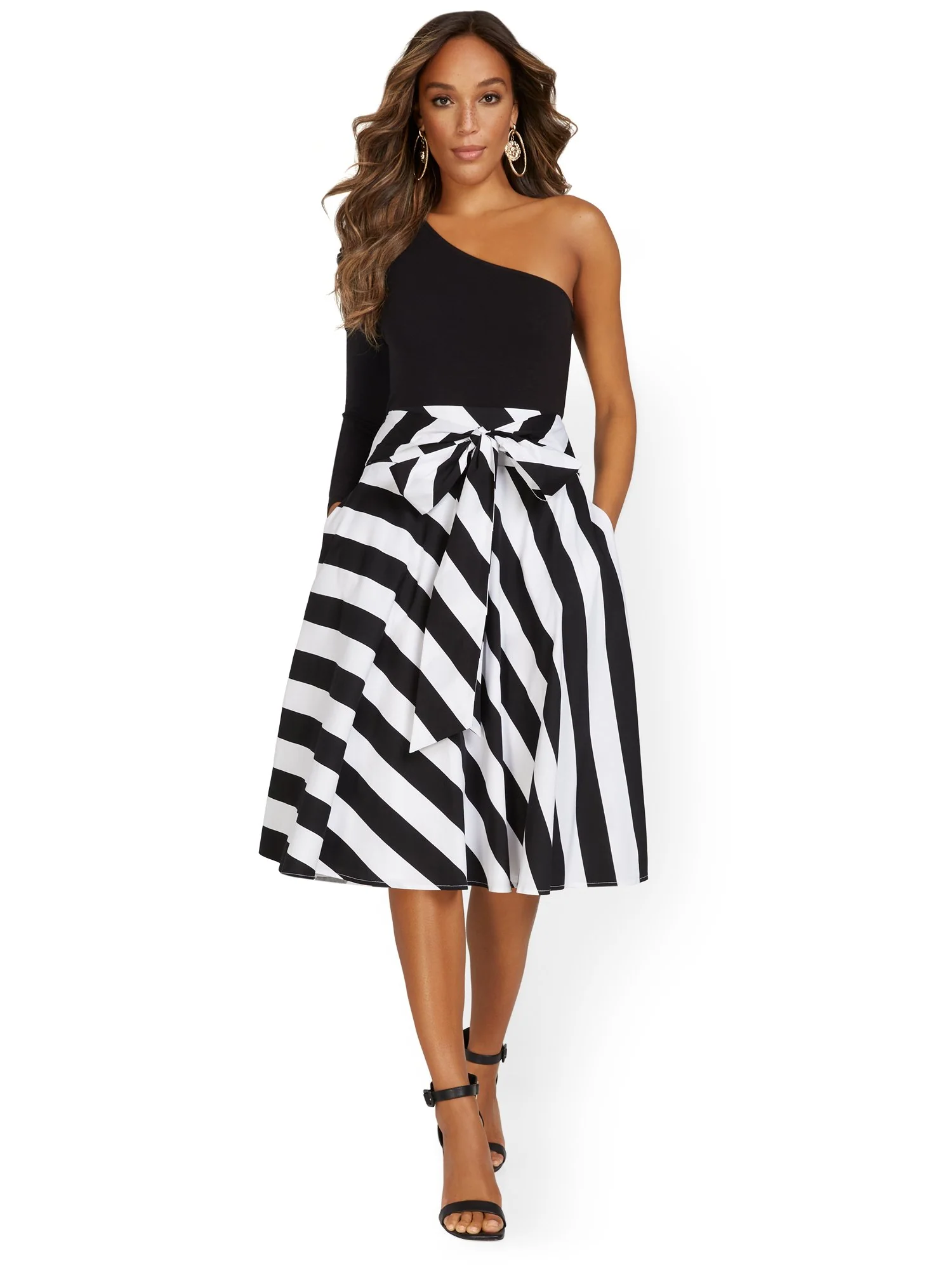 Tie-Waist Stripe Midi Skirt - Image 4