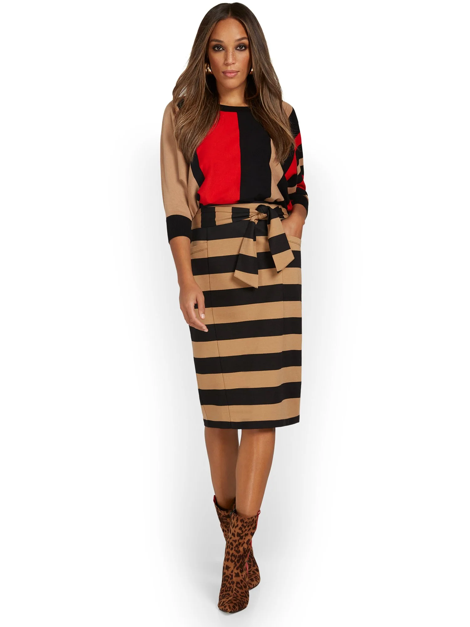 Tie-Waist Striped Ponte Skirt - Superflex - Image 4