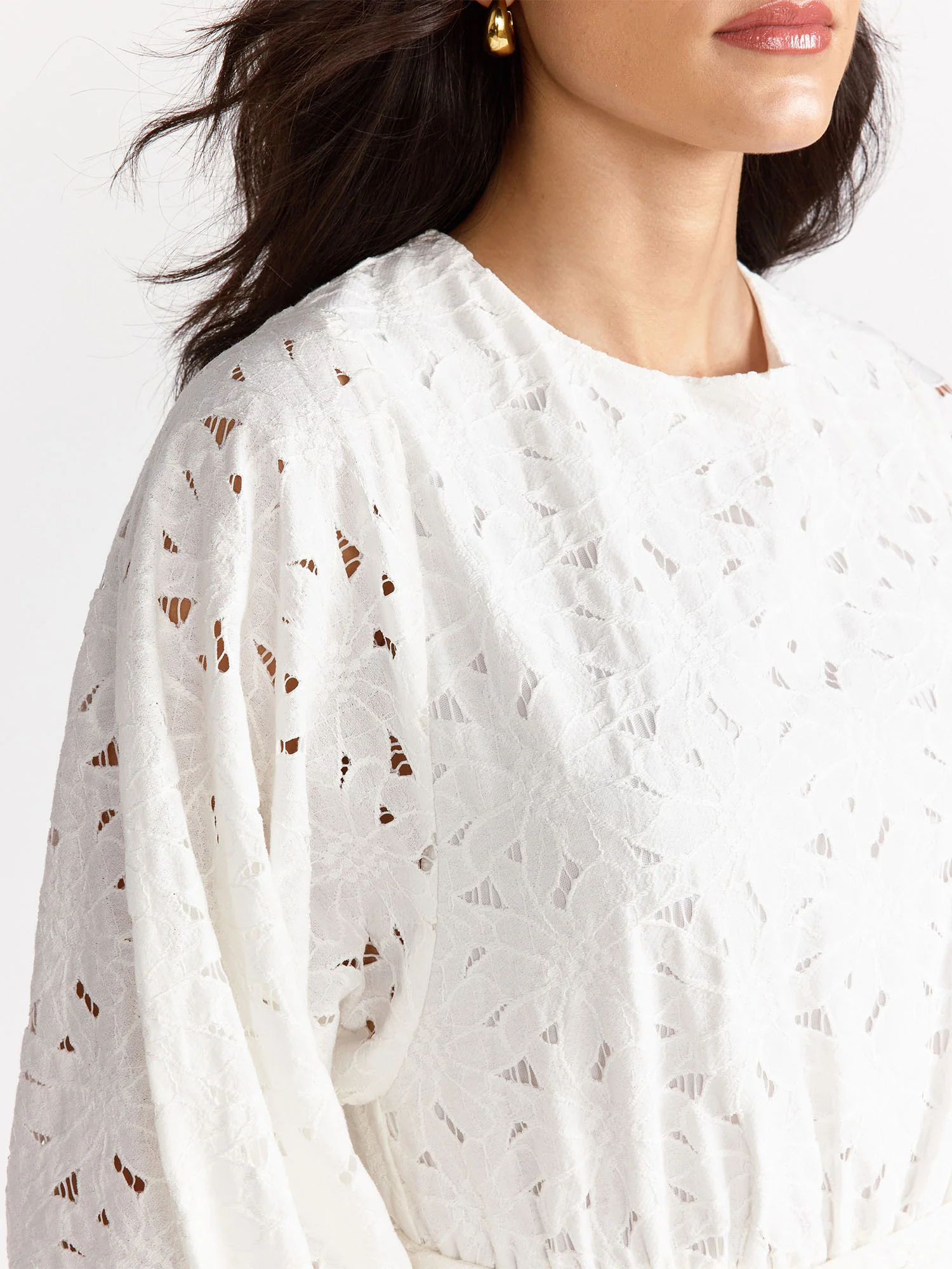 Tiered Eyelet Cotton Mini Dress - Flying Tomato - Image 4