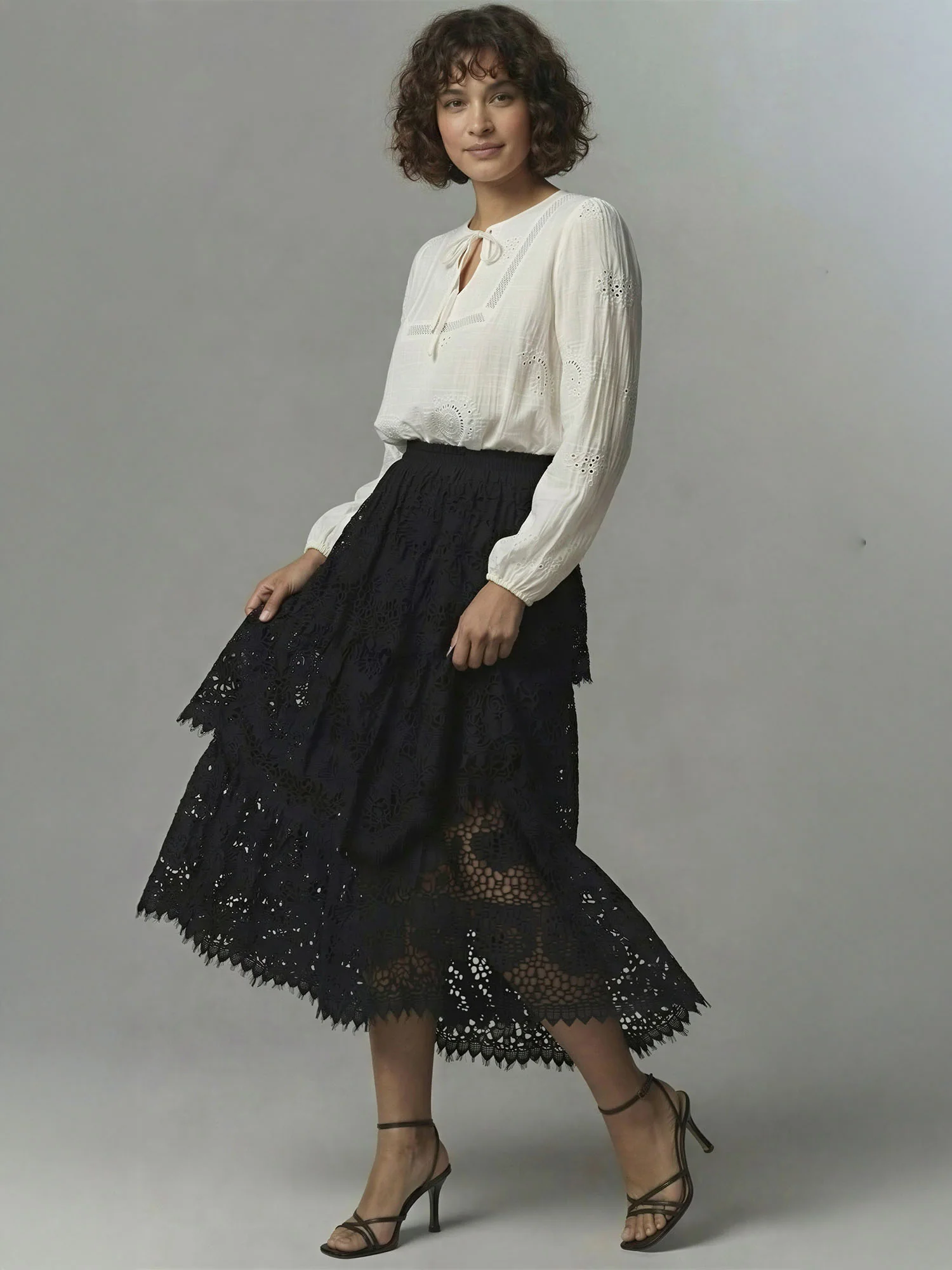 Tiered Lace Maxi Skirt - Image 3