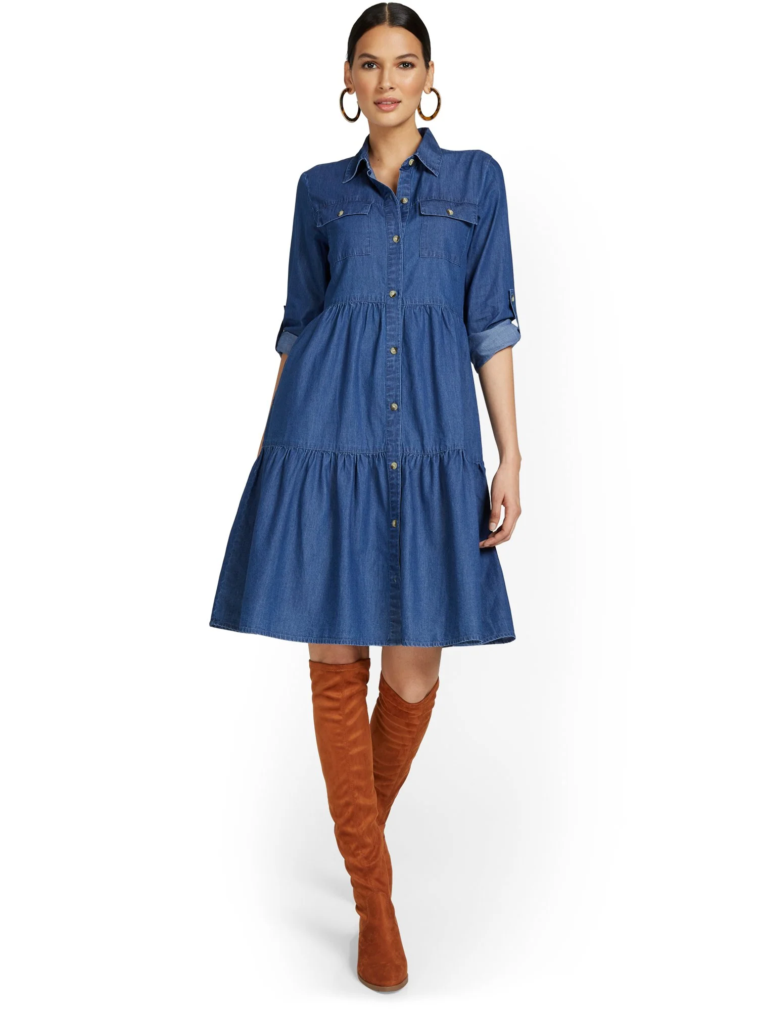 Tiered Maxi Shirtdress - Image 2