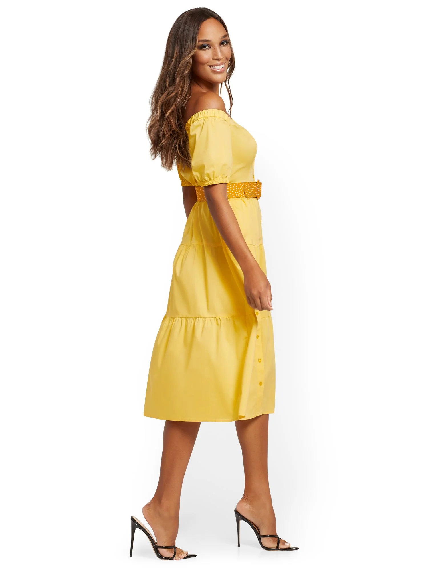 Tiered Poplin Off-The-Shoulder Midi Dress - Image 2