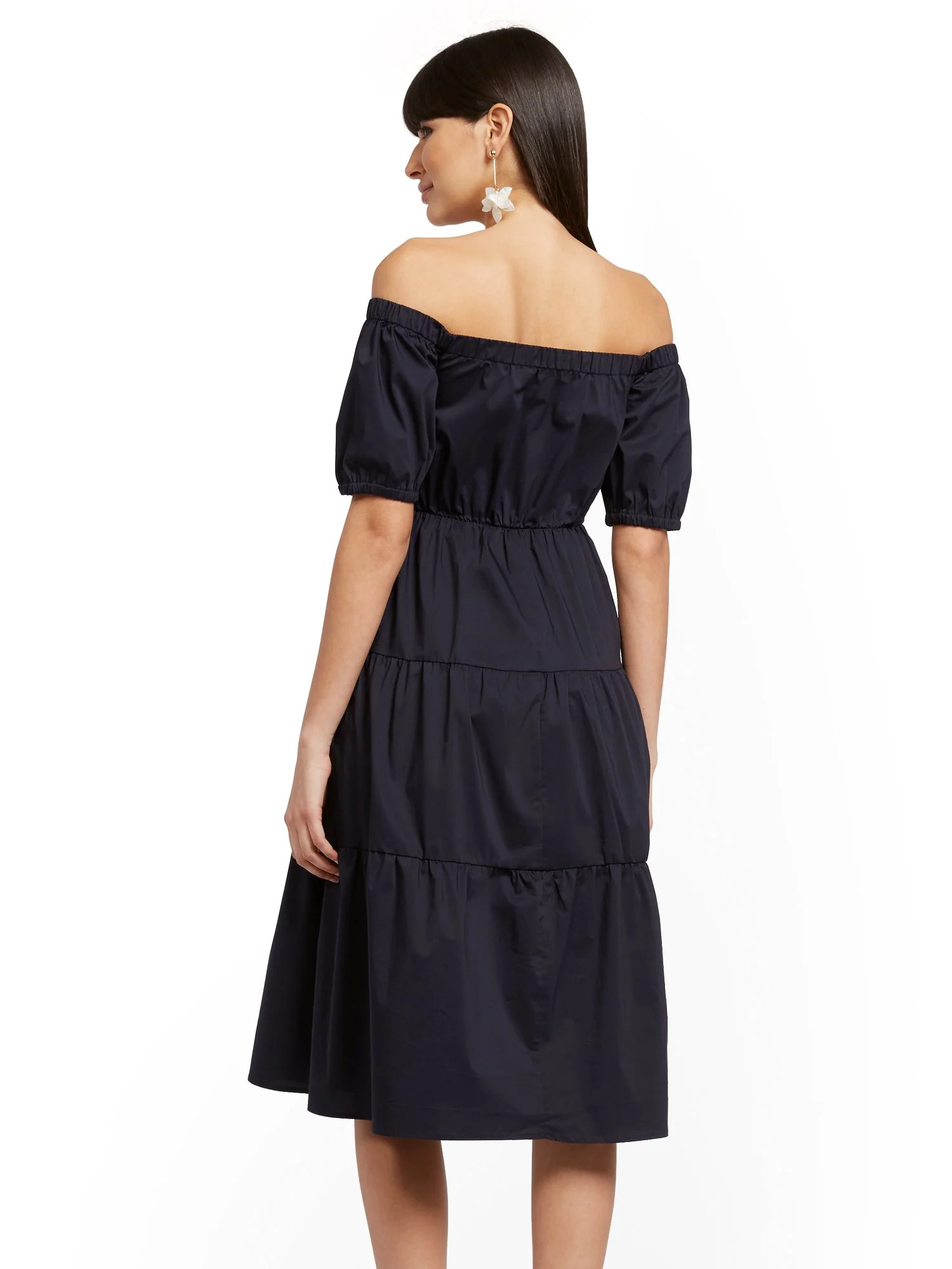 Tiered Poplin Off-The-Shoulder Midi Dress - Image 7